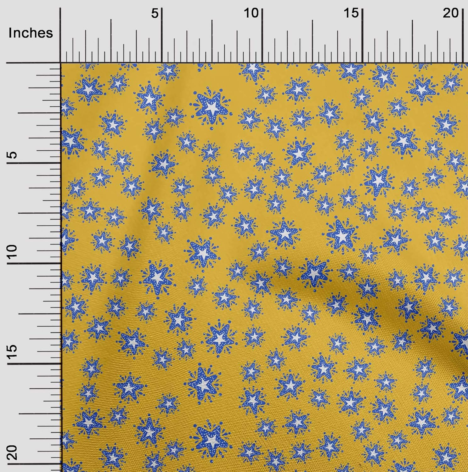 oneOone Polyester Spandex Medium Yellow Fabric Star Christmas DIY Clothing Quilting Fabric Print Fabric by Yard 56 Inch Wide