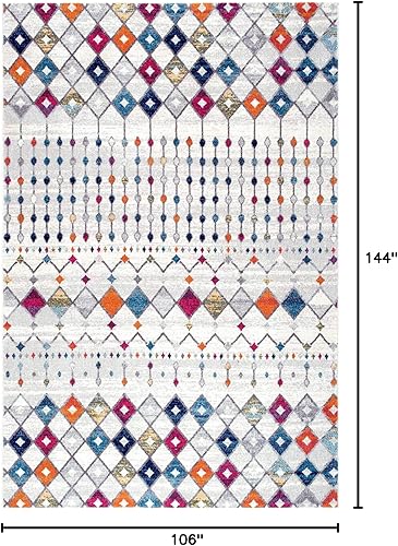 Miniatura 114 de nuLOOM 2x8 Alfombra de Área Blythe Marroquí, Negro y Blanco, Diseño Bohemio Desvanecido, Resistente a Manchas, Para Dormitorio, Comedor, Sala