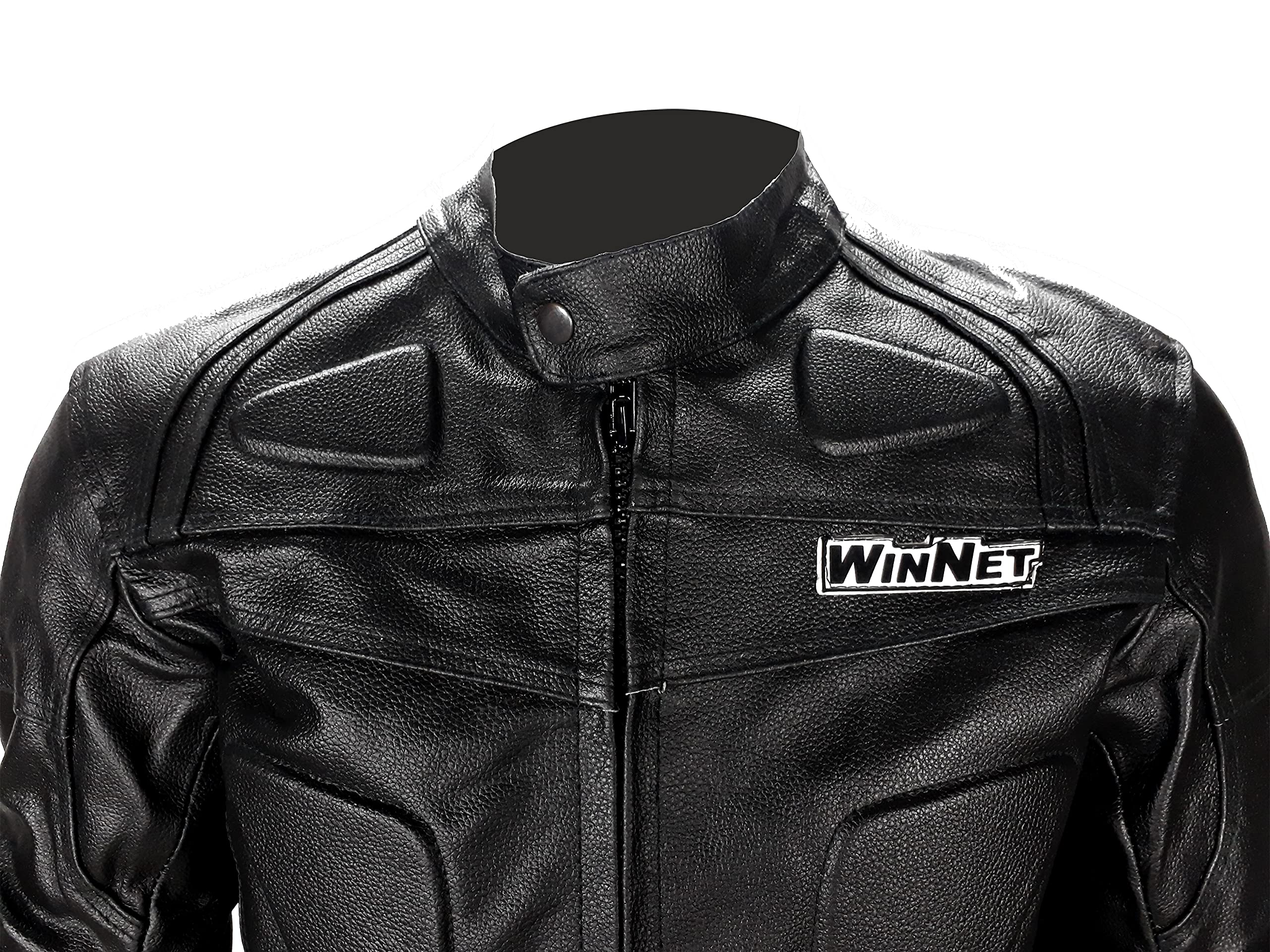 WinNet giacca giubbotto da moto in di pelle con protezioni omologate C.E. ed imbottitura removibile