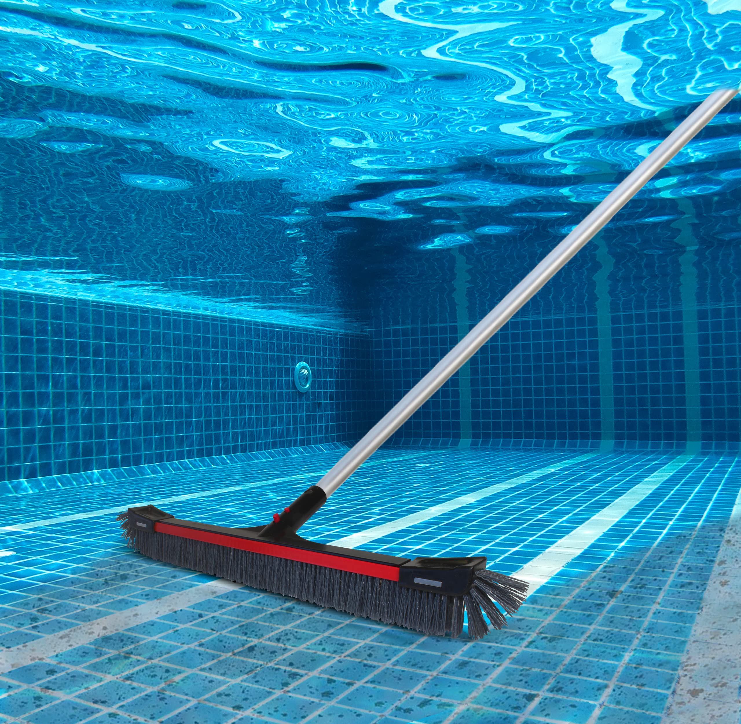 Skimlite SP1022 - Cepillo de limpieza de piscina, 22 pulgadas, cabezal de cepillo de grano para paredes de piscina, esquinas de azulejos, suelos, bordes redondos resistentes a arañazos y óxido, mango
