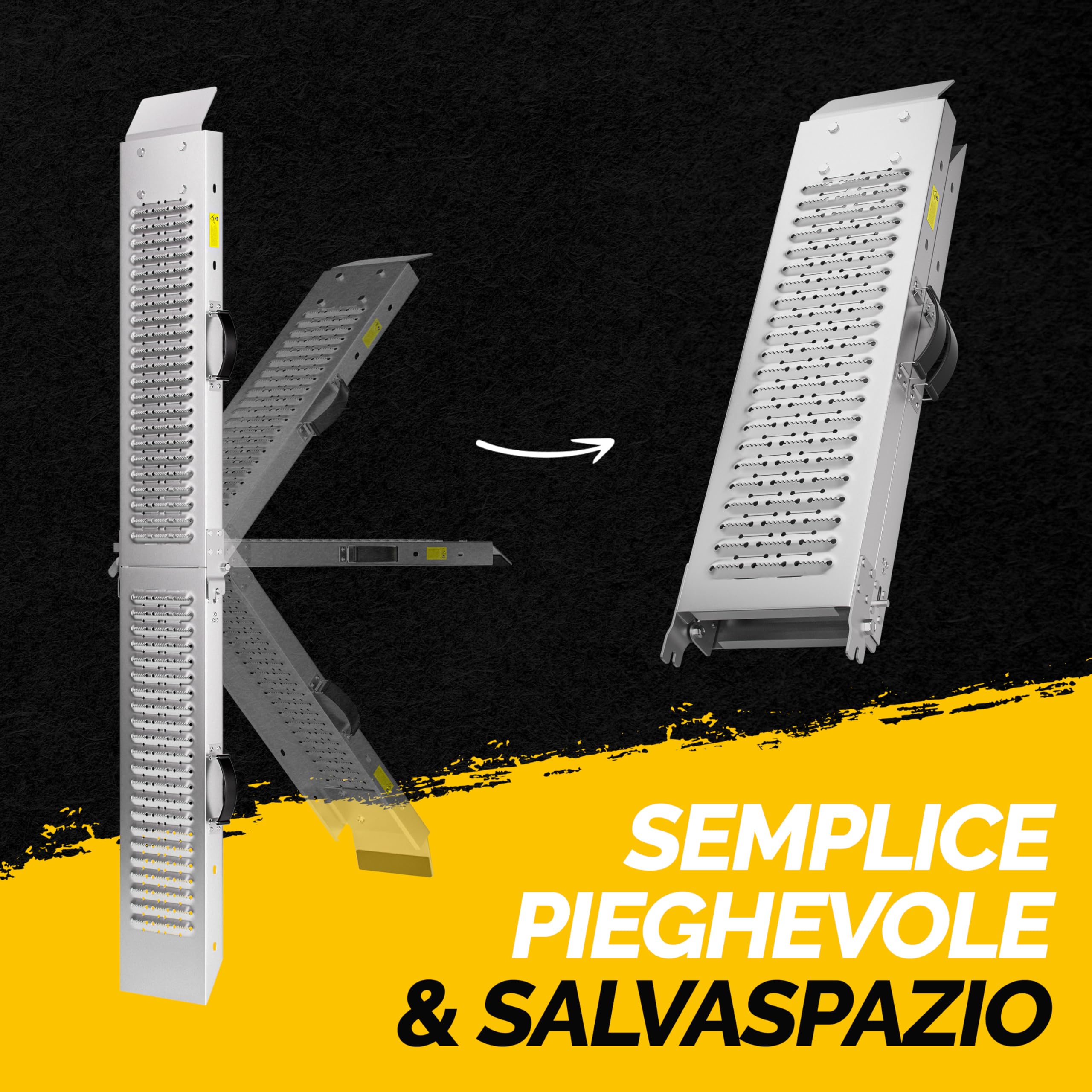 Monzana 2x Rampa di Carico Pieghevole Max. 400kg Acciaio Zincato Antiscivolo Pedane Moto Quad