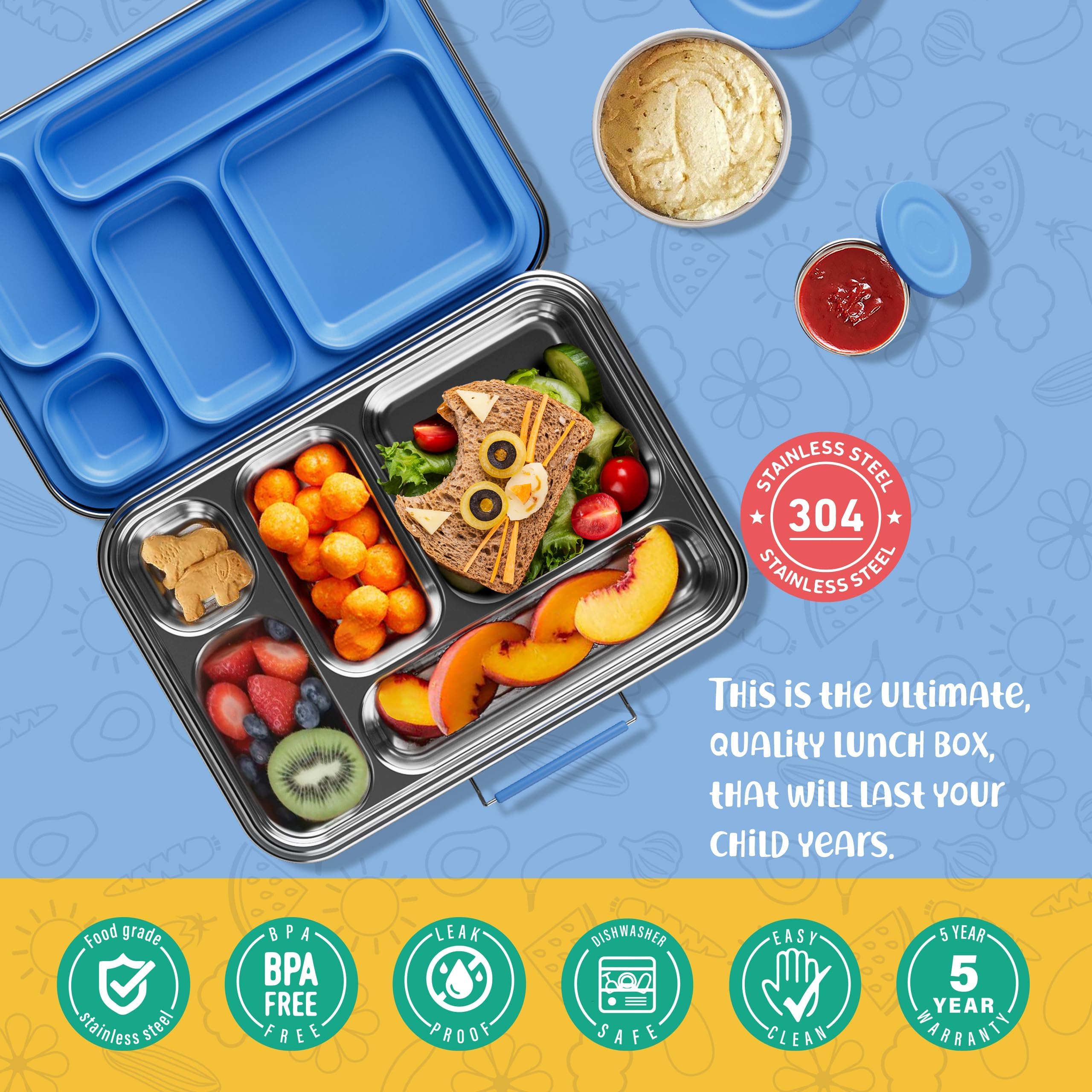 Amazon.com: AOHEA Stainless Steel Bento Box Kids, Kids Metal Bento