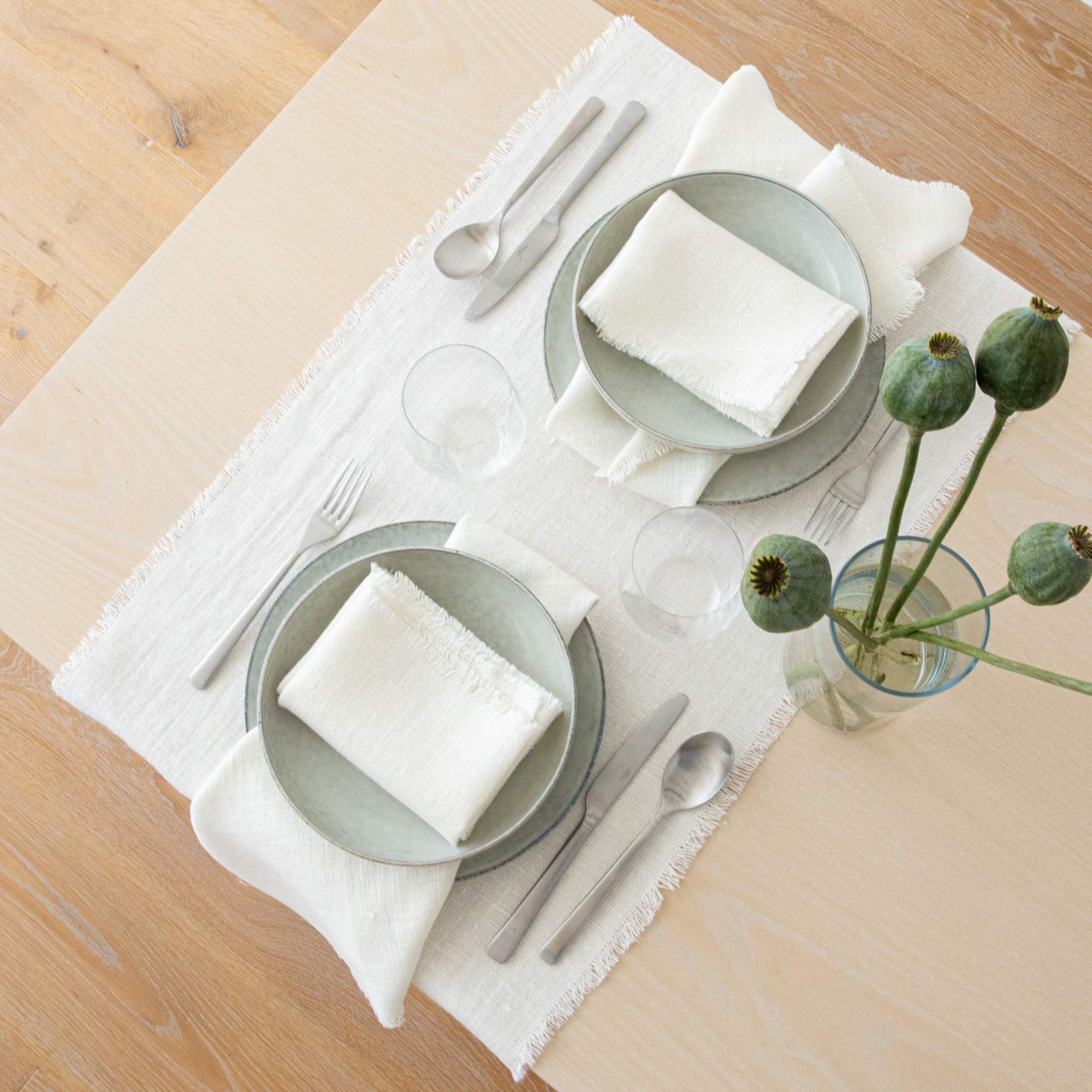 Linenme Chemin de Table, Collection Rustic, 45x183cm, Blanc cassé