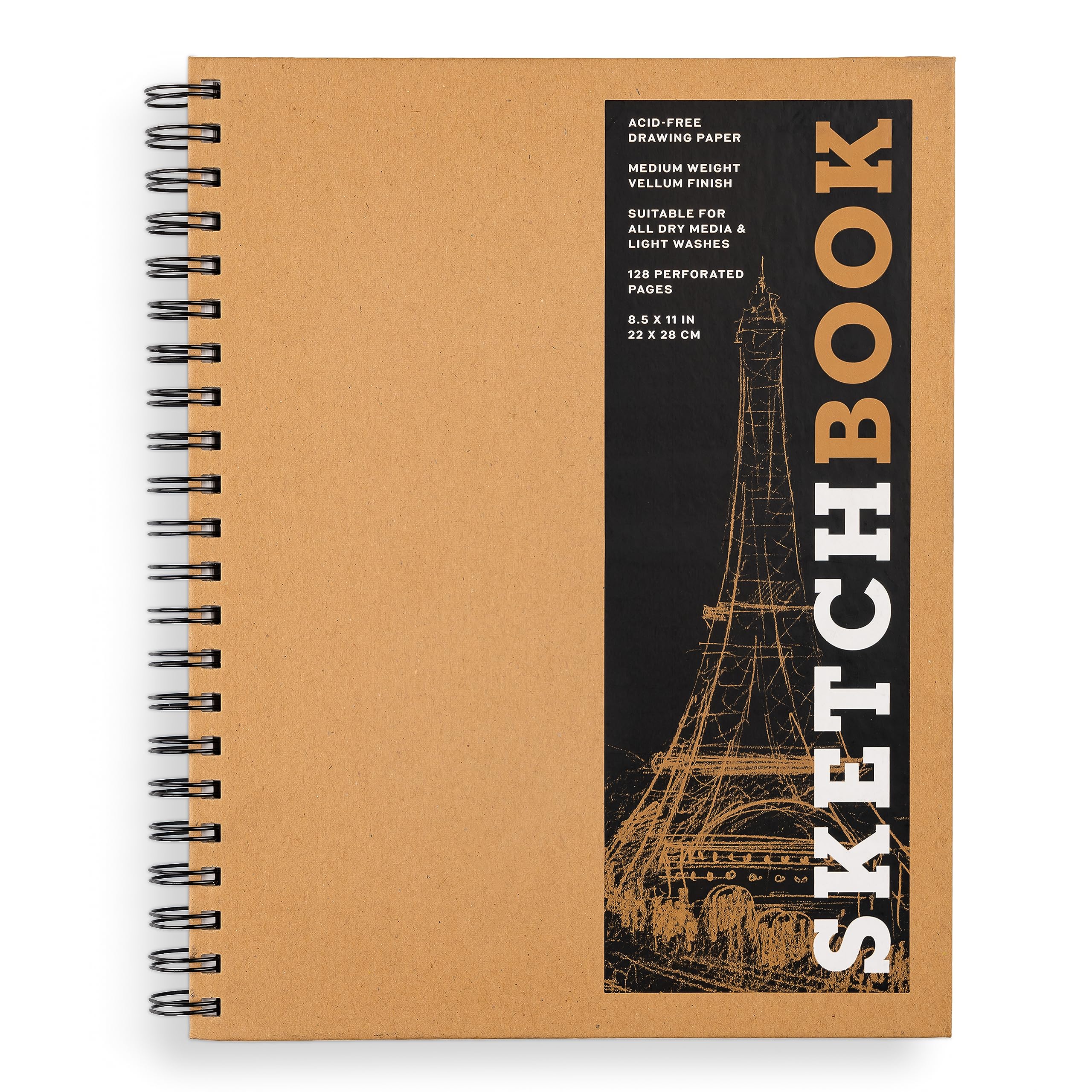 Sketchbook (Basic Large Spiral Kraft): Acid-Free Quality Paper (128 pages)