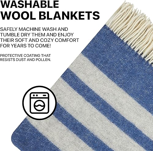 Miniatura 8 de Manta de lana 100% lana de Nueva Zelanda Perfecta para el hogar y al aire libre Manta de lana virgen con flecos de 55 x 79 pulgadas (55.1 x 78.7