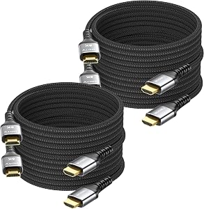 8K HDMI Cable 10 FT 4-Pack, HDMI 2.1 Gaming Cord, Support 8K@60Hz, 4K@120Hz, Dynamic HDR10+, SBTM, VRR, QFT, ALLM, 3D, HDCP 2.3 for PS5, Xbox, TV, PC, Monitor, Graphics Card