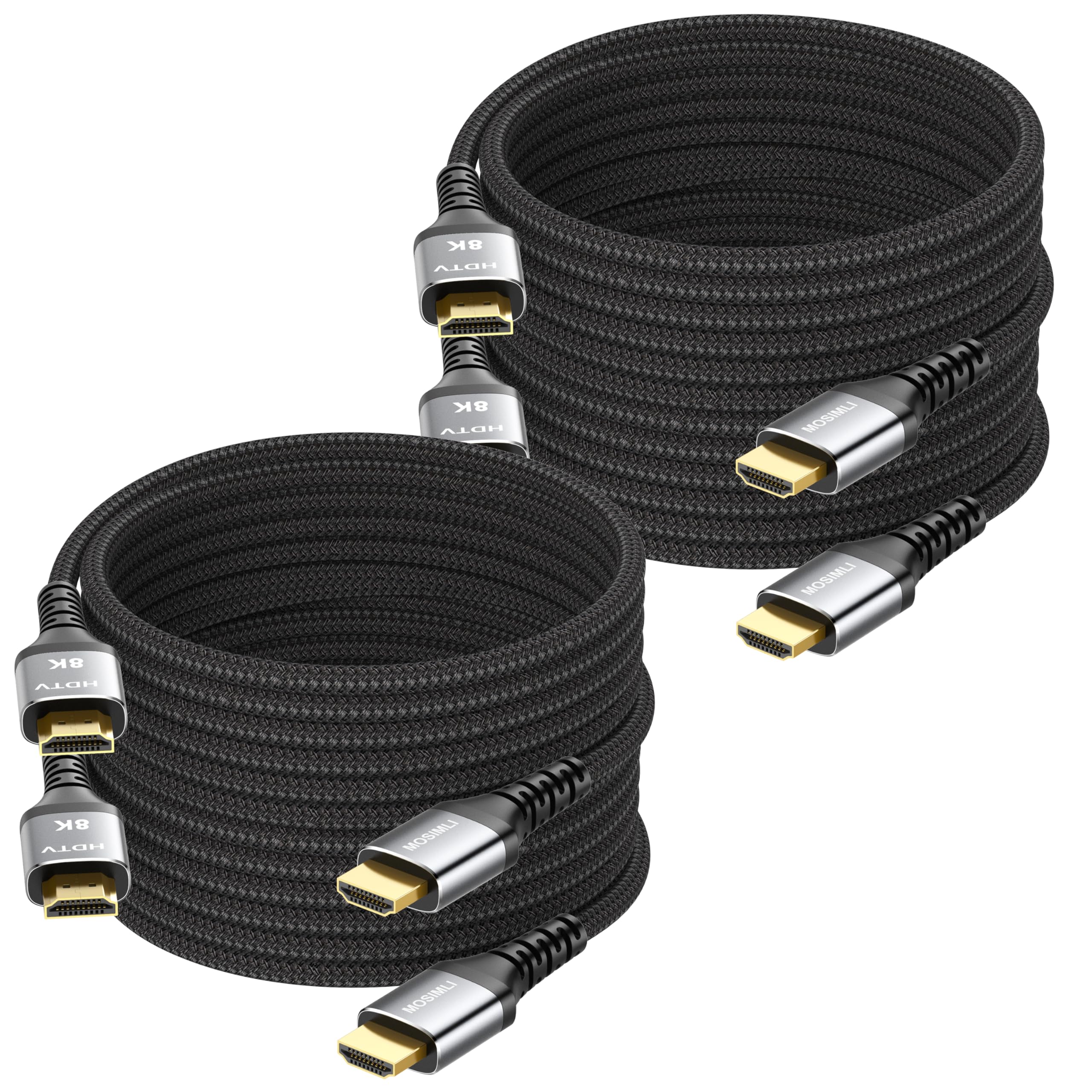 MOSIMLI 8K HDMI Cable 10 FT 4-Pack, HDMI 2.1 Gaming Cord, Support 8K@60Hz, 4K@120Hz, Dynamic HDR10+, SBTM, VRR, QFT, ALLM, 3D, HDCP 2.3 for PS5, Xbox, Nintendo Switch, TV, PC, Monitor, Graphics Card