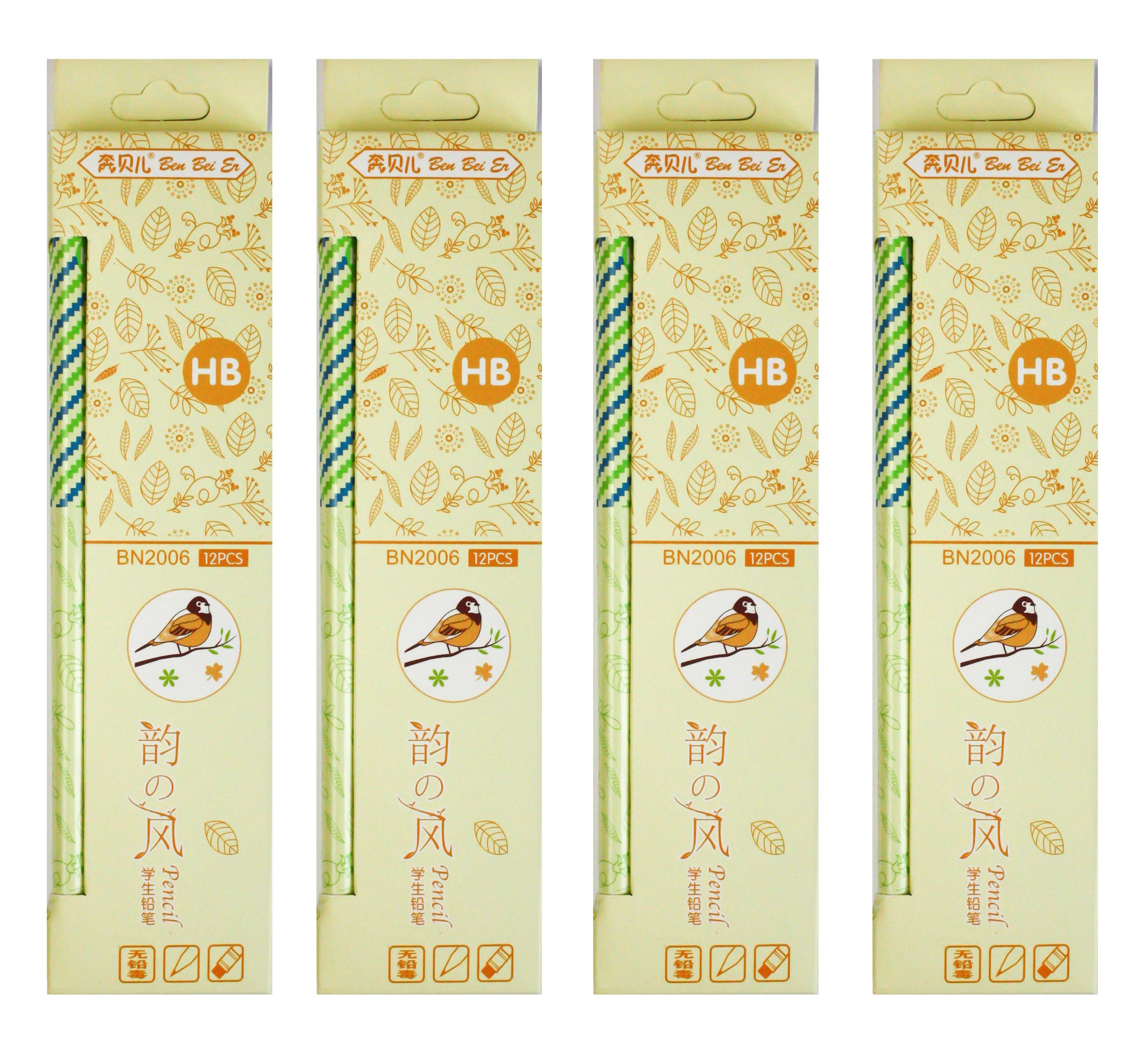 Emartbuy ZigZag Writing Pencils HB Pack of 48 - Blue/Green