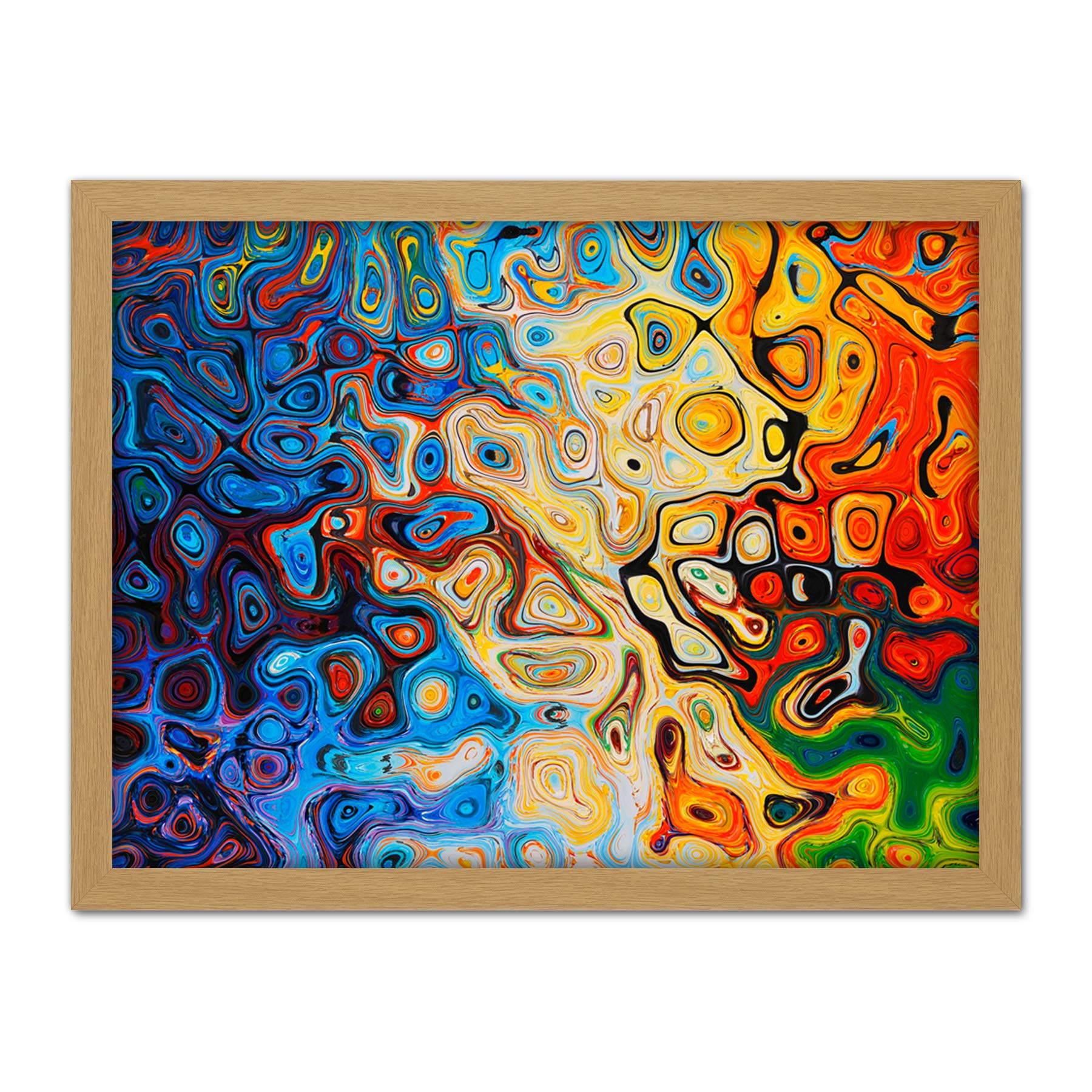 Artery8 Bright Colourful Abstract Shapes Painting Artwork Framed Wall Art Print 18X24 Inch