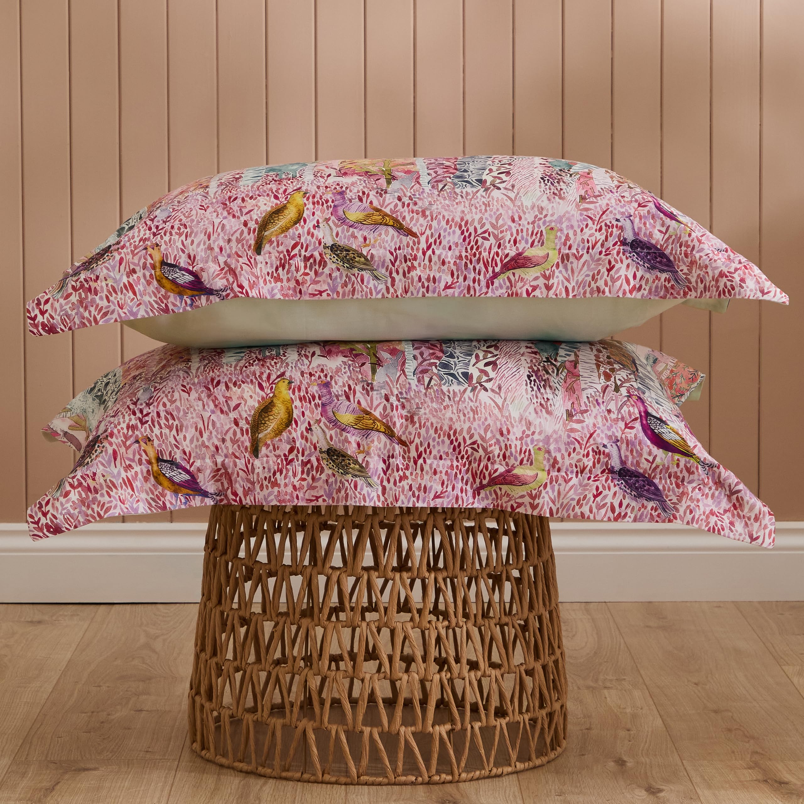 Voyage Maison Whimsical Tale Printed Pillowcases - 100% Cotton Sateen - Dusty Pink - One Size