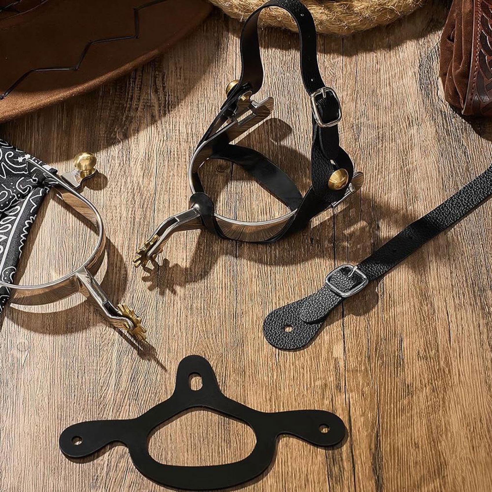2er-Pack Sporen für Cowboy- für Herren mit 2 Ledergürteln und Befestigungsriemen, Western- und Englische Pferdesporen