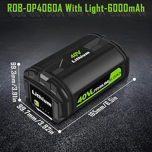 Miniatura 8 de Batería de iones de litio de 40 V 6.0 Ah OP4060A para Ryobi Colección de 40 voltios, baterías de repuesto compatibles con OP4040 OP4050A OP4015
