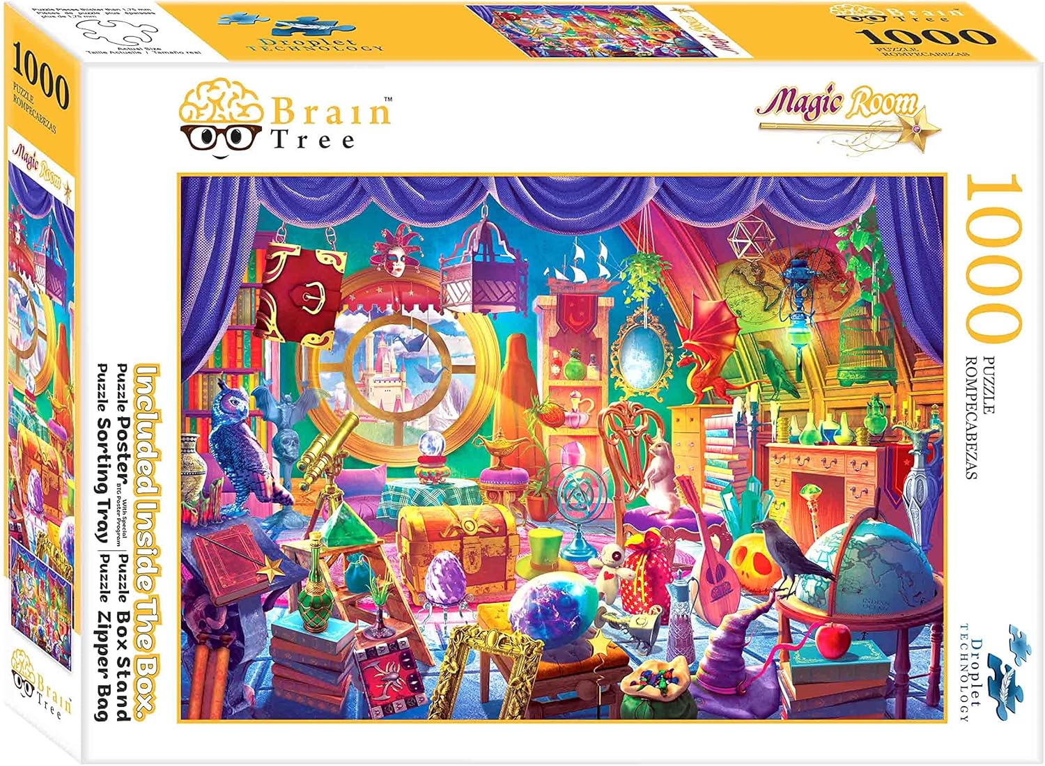 Brain Tree - Magic Room 1000 Piece Puzzle for Adults - Unique Puzzles for Adults 1000 Pieces and up with Droplet Technology for Anti Glare & Soft Touch - 27.5”Lx19.5”W