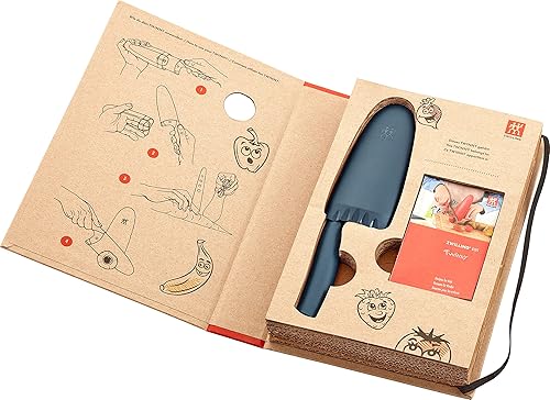 Miniatura 8 de ZWILLING Twinny - Cuchillo de chef de acero inoxidable para niños, 3.9 in, hoja redondeada, diseño apto para niños, mango de plástico, color azul