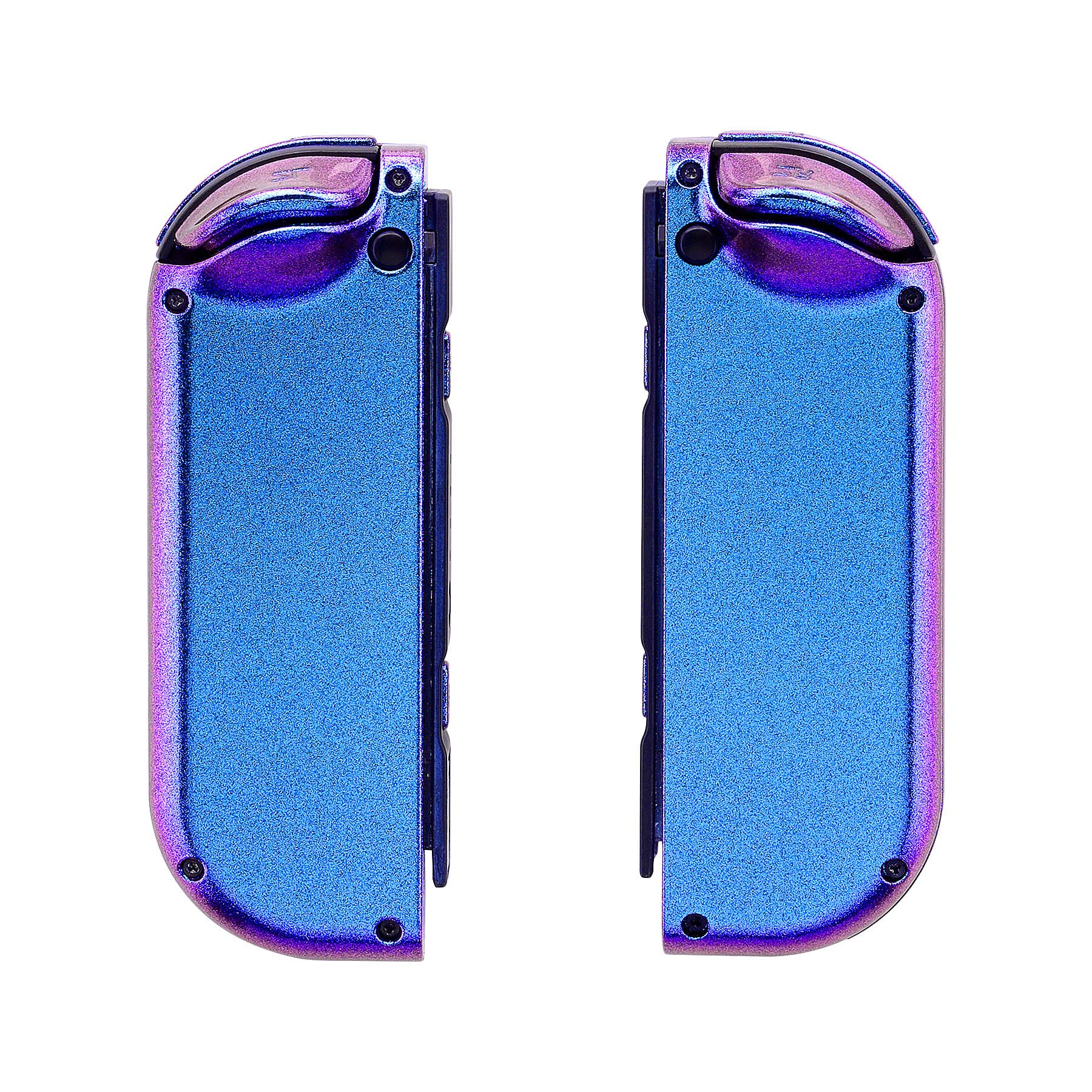 eXtremeRate NS Joycon Hülle & Buttons, DIY-Ersatz Gehäuse D-Pad Ver. Case Grips & Knöpfe Skin Shell Ersatzteil für Nintendo Switch/Switch OLED Joycon Controller-Lila Blau [KEIN Joy Con]
