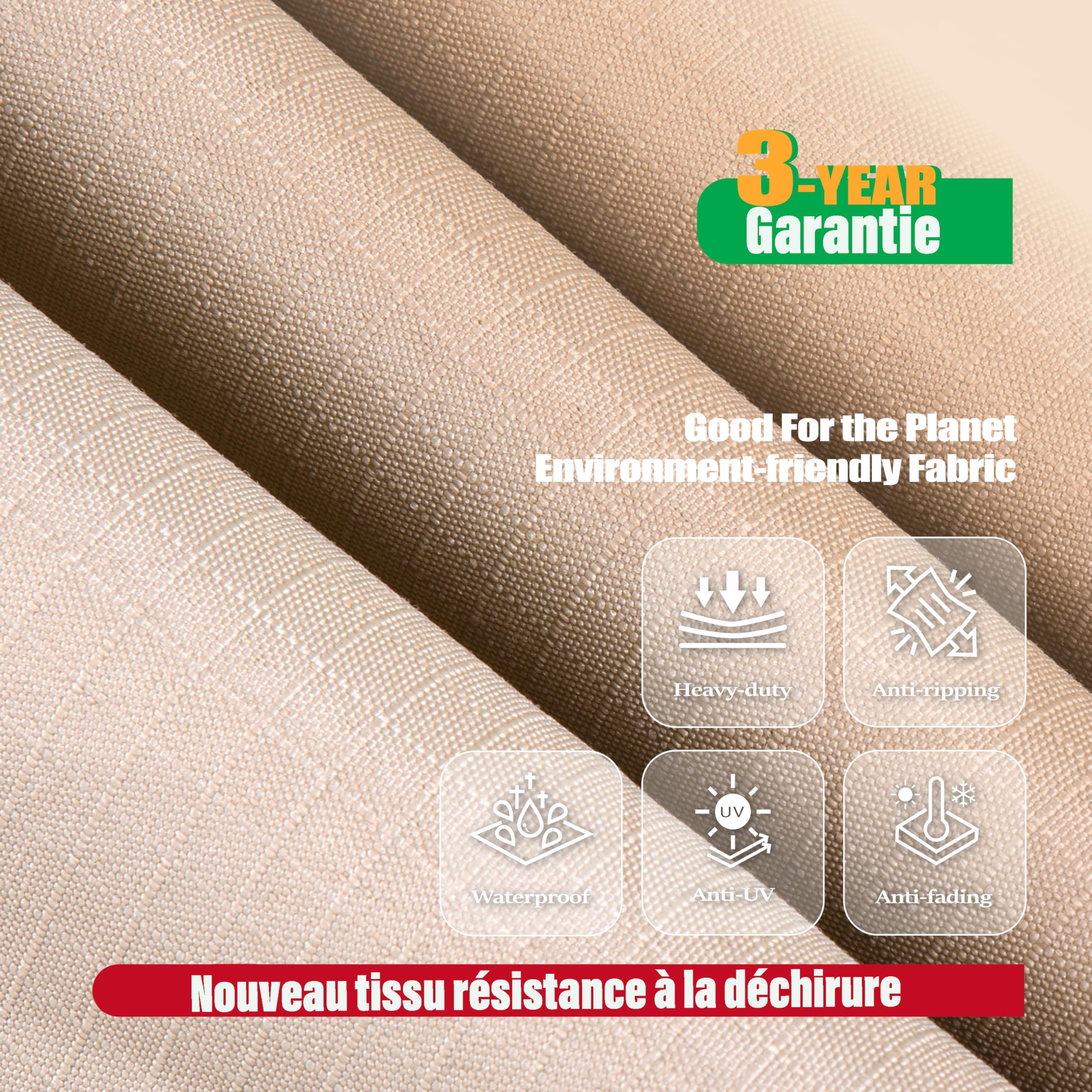 F&J Outdoors Housse pour canapé de Jardin, imperméable, 208x99x66/91cm, Housse pour mobilier d'extérieur, 3-4 Places, Beige, Protecteur de canapé, Tissu imperméable
