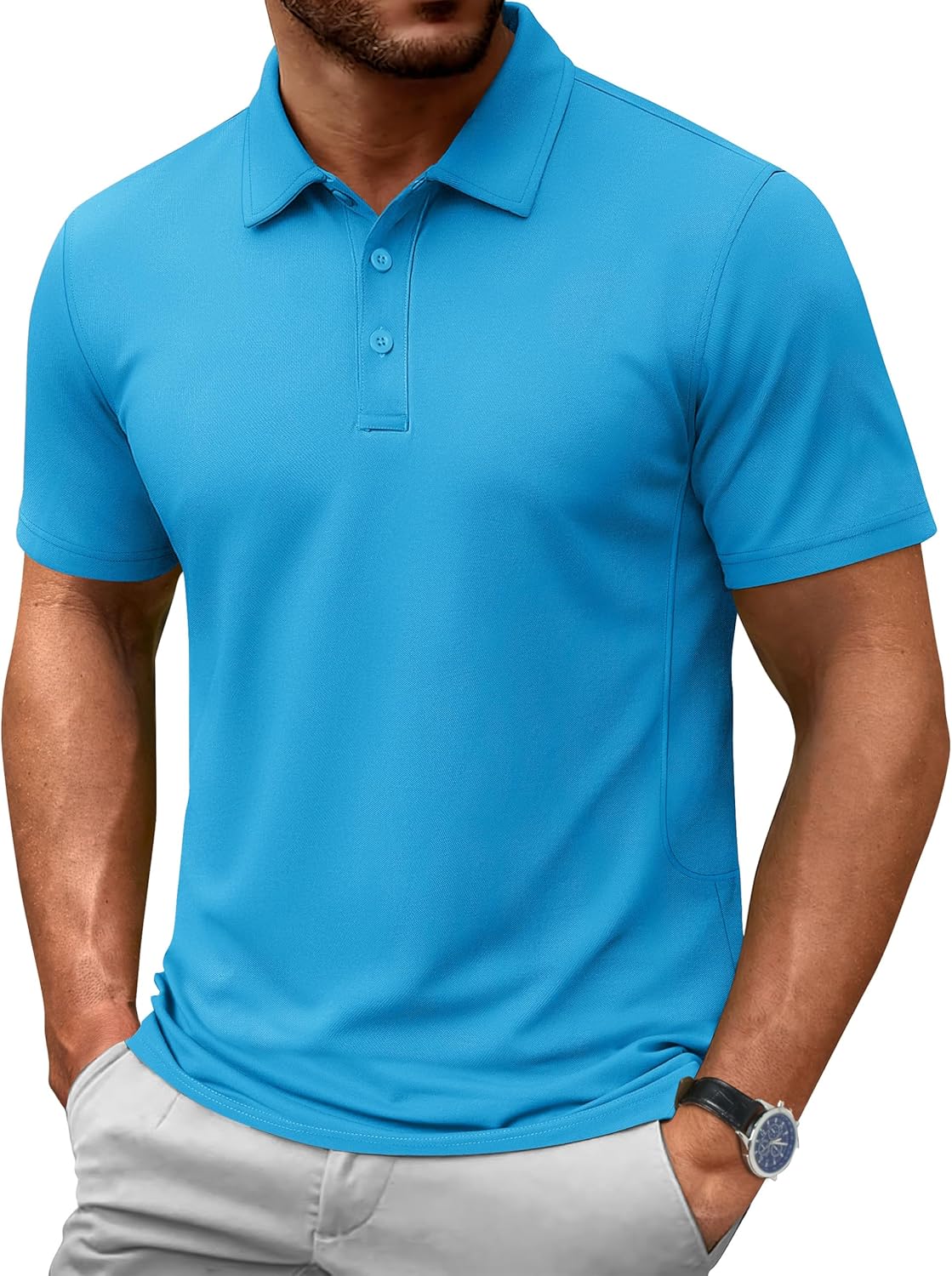 Cotrasen Polo Shirts for Men Cotton Pique Short Sleeve T-Shirts 3 Buttons Classic Fit Casual Performance Golf Shirts