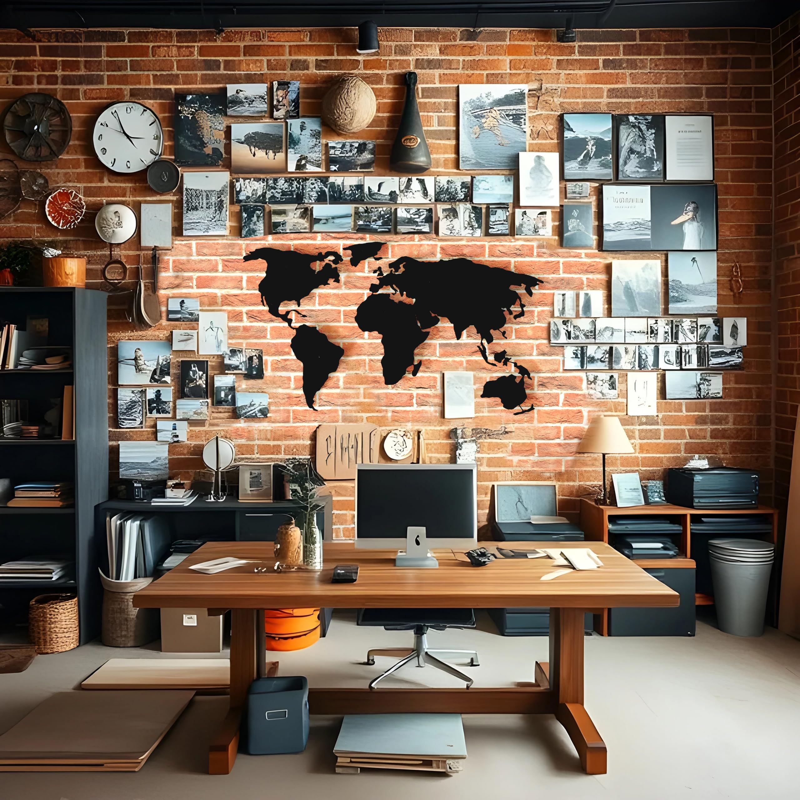 Decorizzly® Weltkarte aus Metall Magnettafel Wanddeko,120cm x 65cm Moderne und Einzigartige Wanddekoration, Hauptzusatz, Dekoration World Map magnetisch (3D Karte)