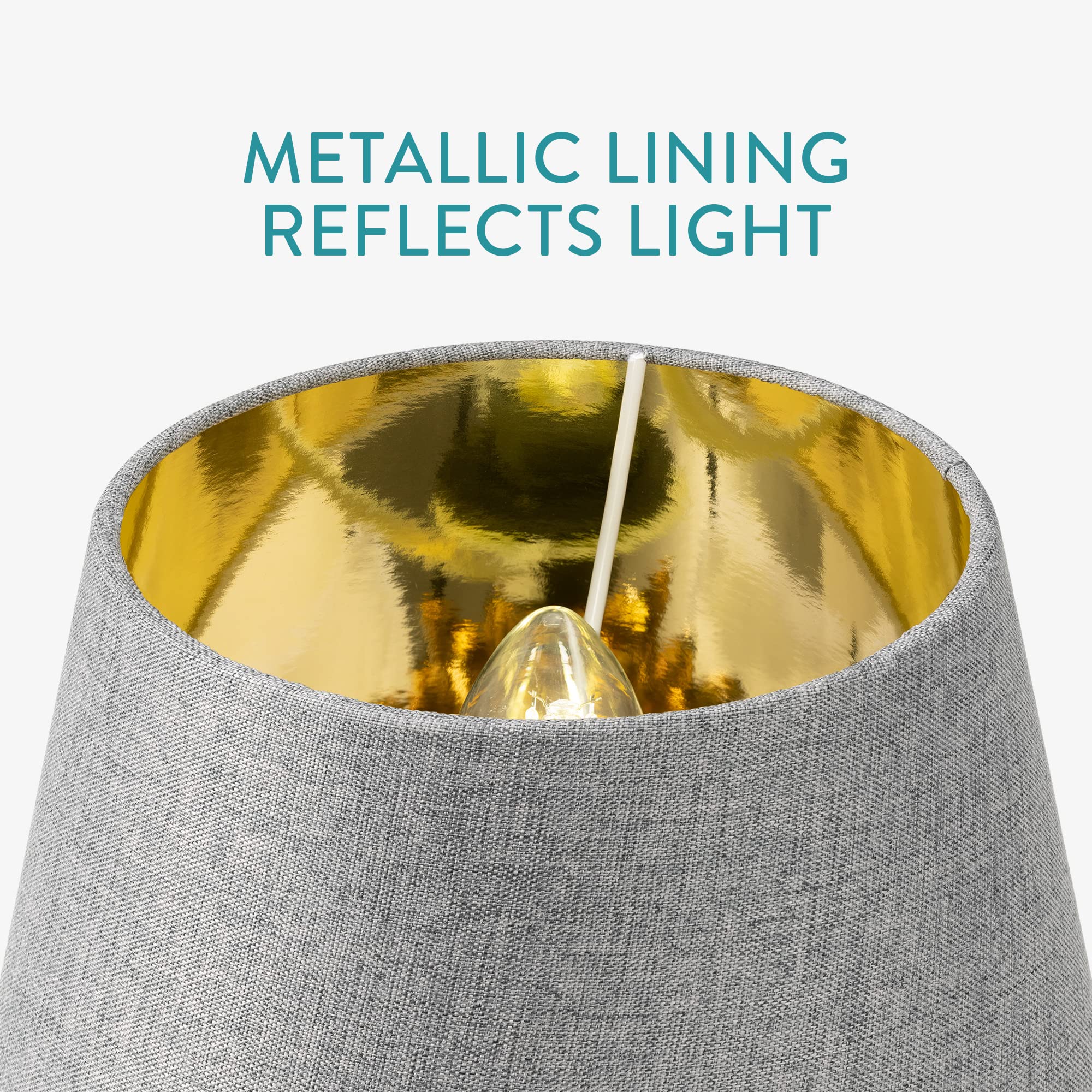 Set 2 Paralume In Tessuto Bianco Con Interno Dorato - Per Lampadina E27, Navaris - Foto 4