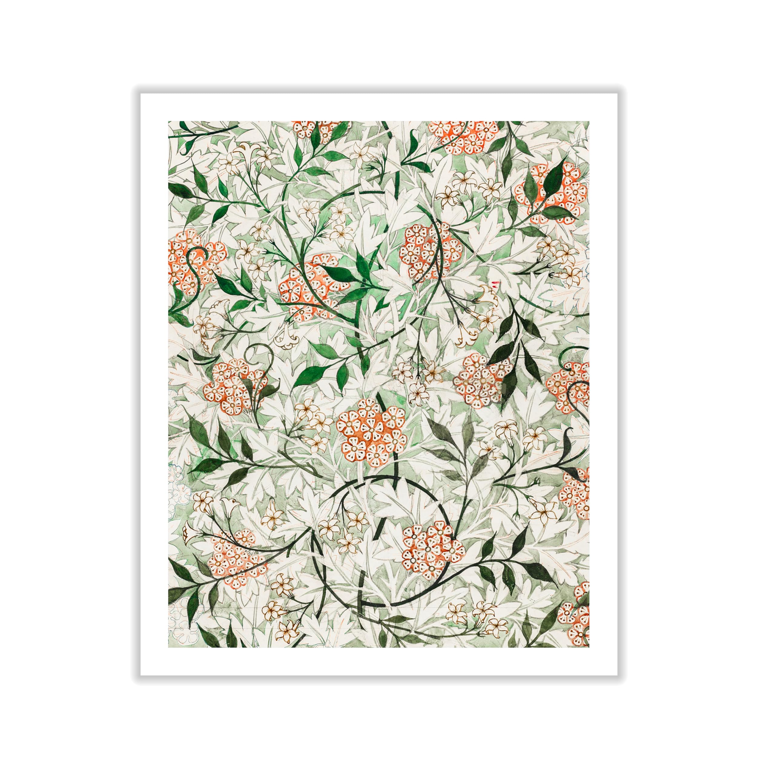 Poster Master Vintage William Morris Canvas - Retro Jasmine Print - Botanical Leaves Art - Floral Pattern Design