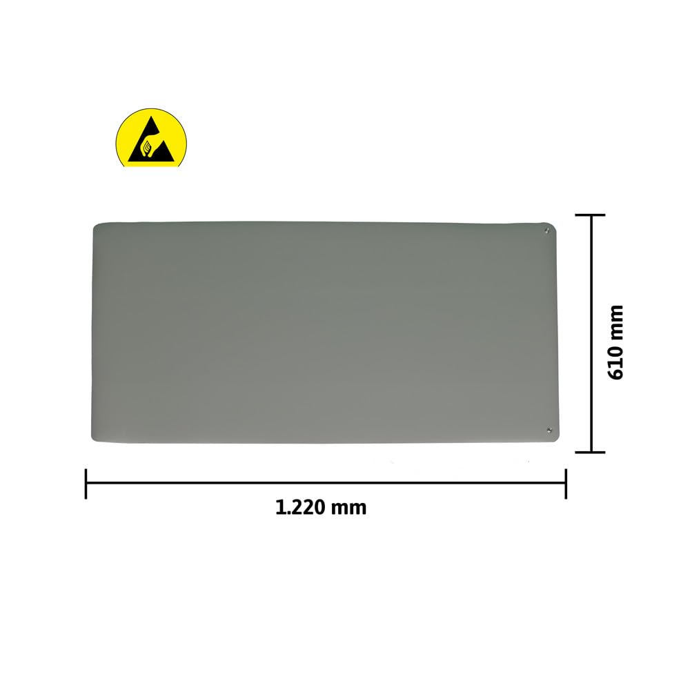 WETEC DK Tapis de table antistatique 610 x 1,220 mm Gris platine, coins arrondis, 2 x 10 mm DK (tapis de protection, tapis de travail, tapis antistatique
