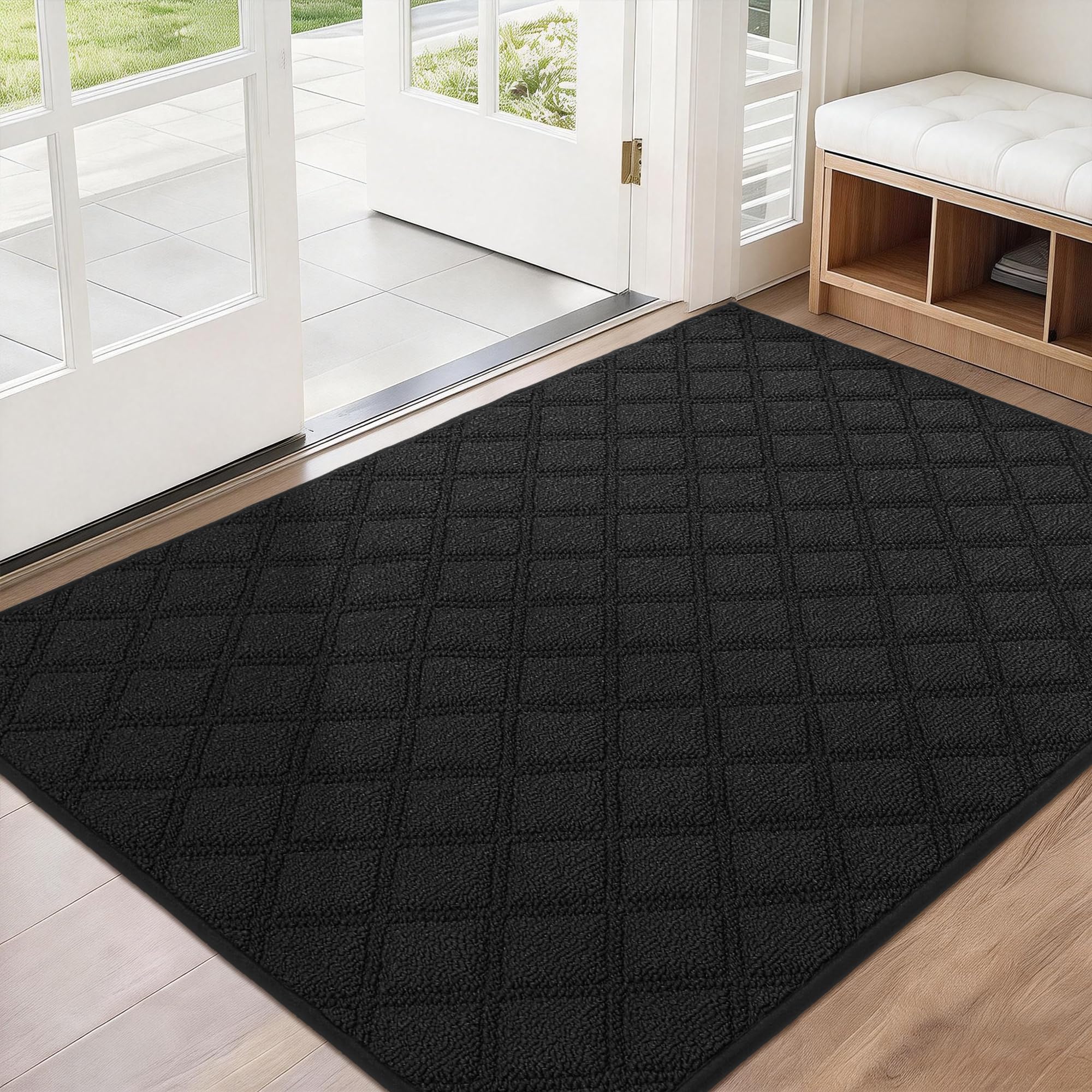 BEQHAUSE Dirt Trapper Door Mat 32" x 48", Non-Slip Washable Doormats Welcome Mat, Dirt Resistant and Absorbent Entrance Mat, Low Profile Floor Mats