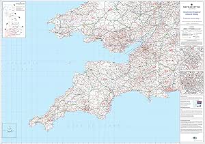 Large Southwest England And South Wales Postcode Wall Map - Covering ...