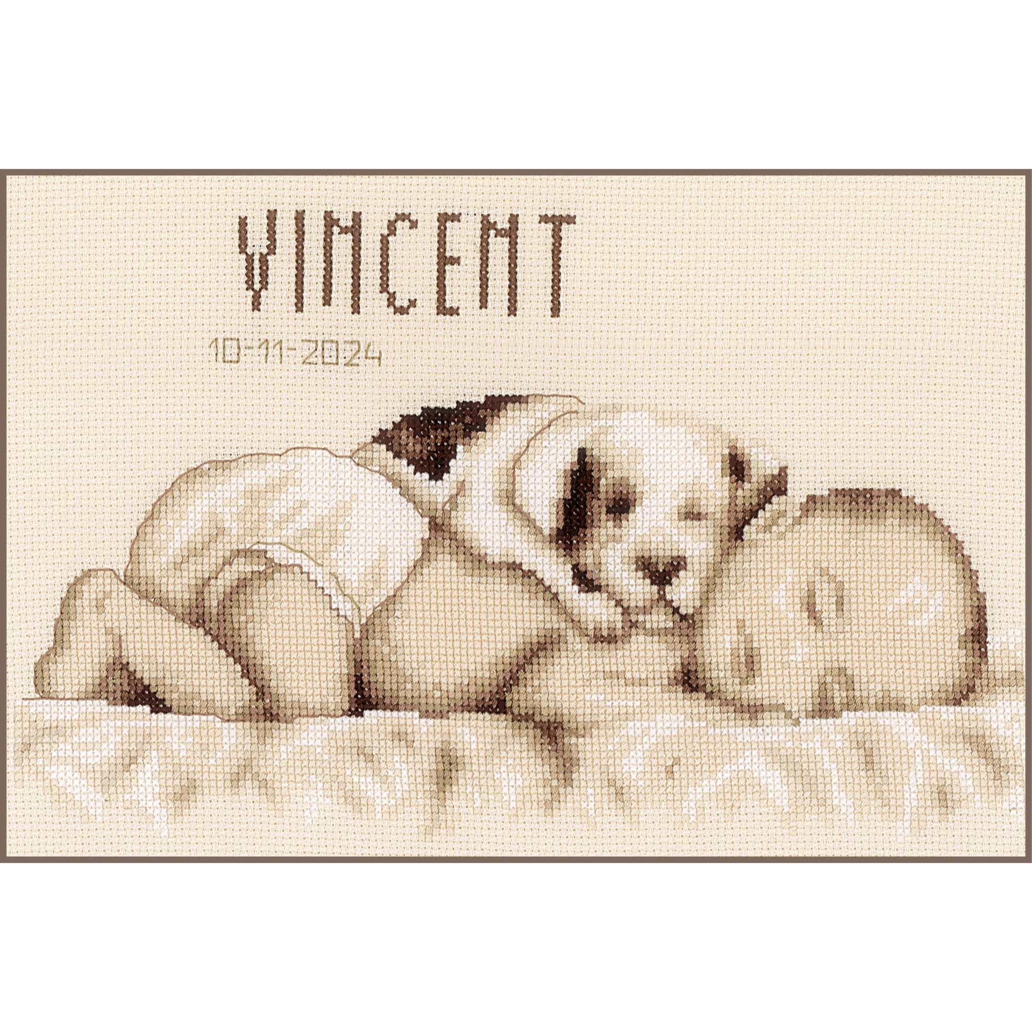 Vervaco counted cross stitch kit ""Baby and Dog"", 26x20cm, DIY