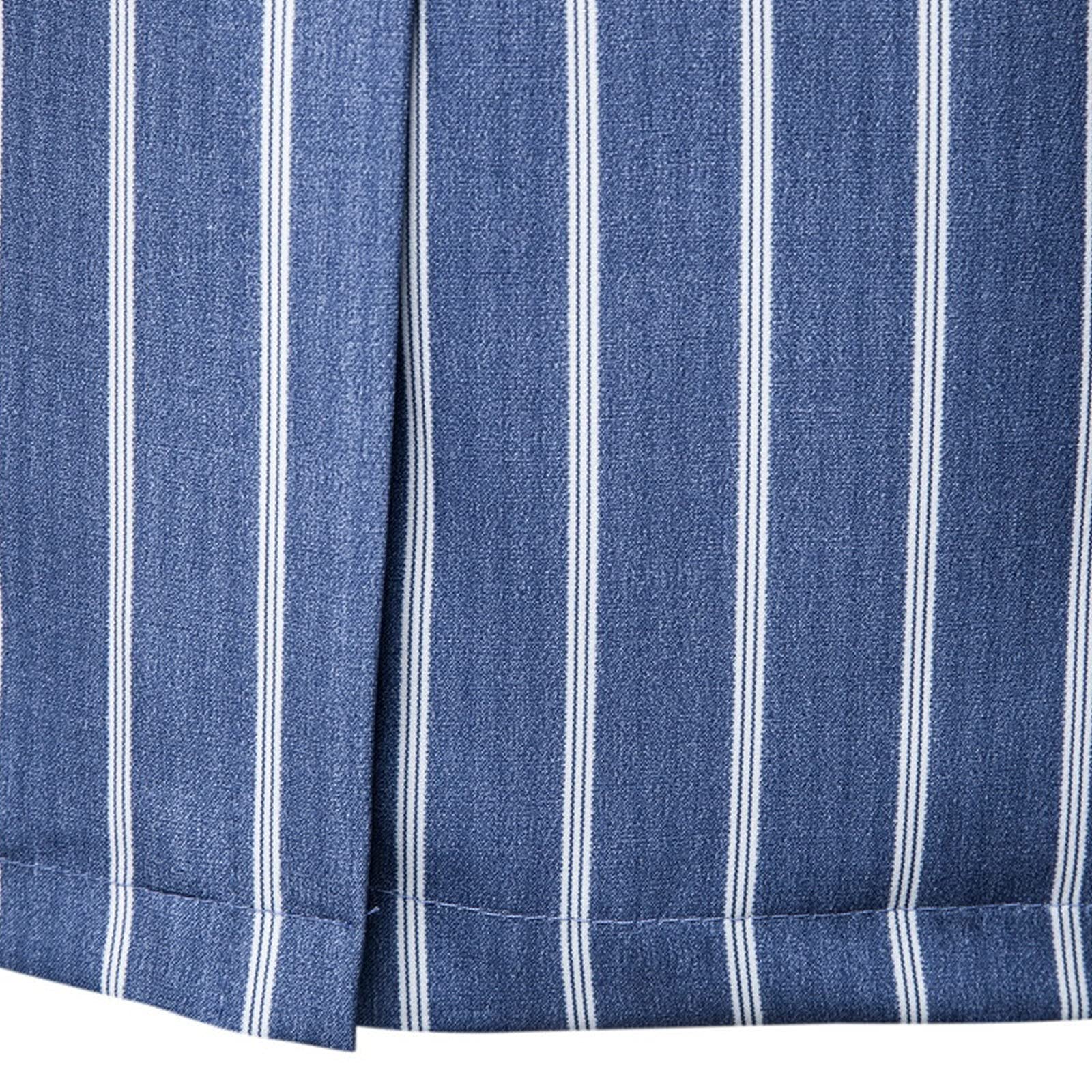 pvucpot Giacca Da Uomo Blu Righe Bianche Due Bottoni Casual Slim Fit Sposo Cantante Costume Formale Business Cappotto Autunno Blazer
