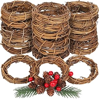 Ruisita 24 Pieces 4 Inch Grapevine Wreaths Vine Branch Wreath Natural Ch...