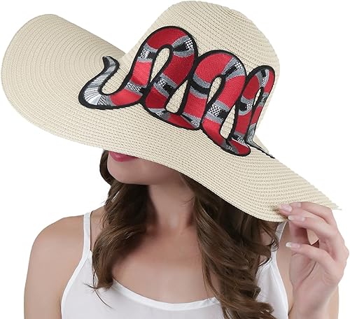 Miniatura 40 de ToBeInStyle Sombreros de verano para mujer Visera con detalle de abeja roja corona de rayas beige y negro - Beige