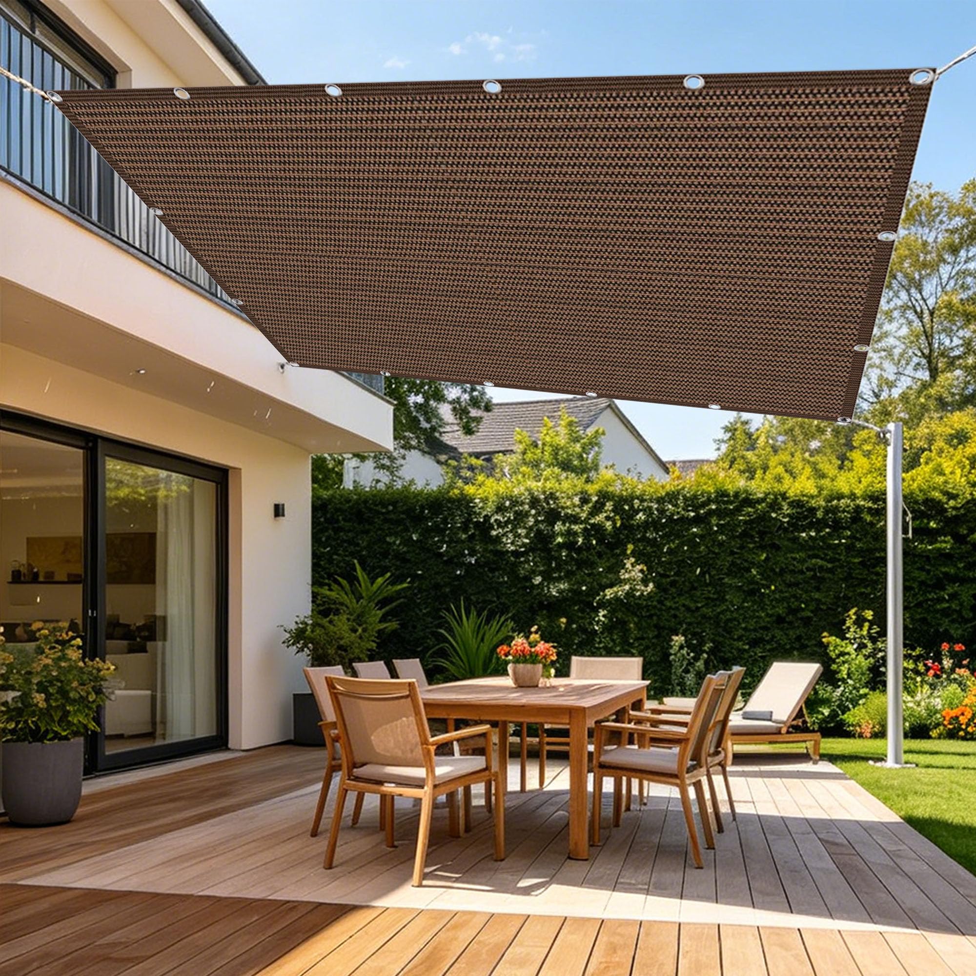 Voile ombrage protection solaire brune 1.8x2.5 m pour pergola et jardin