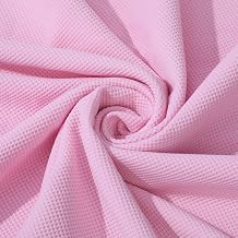 Stretchy Waffle Fabric by the Yard Waffle Knit Polyester Stretch Spandex 60 inches Wide - Solid Colors - 1 Yard Light Pink