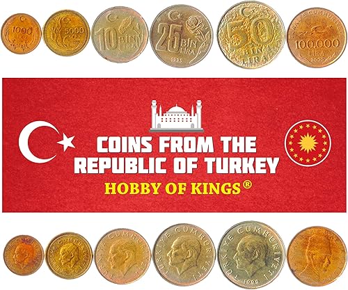 Miniatura 8 de Juego de 6 monedas de Turquía. 50-5000 Lira. 1988-1994