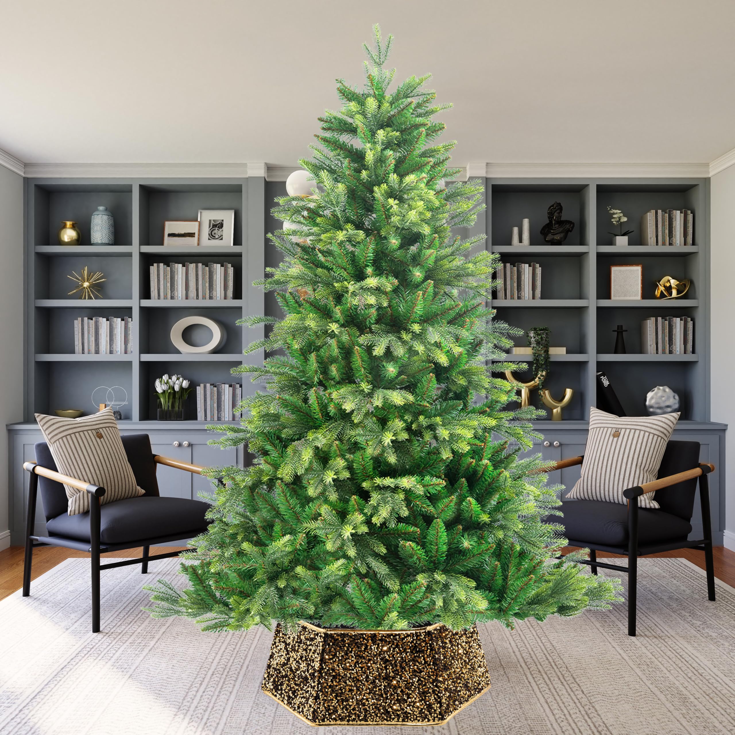 26.8inch Christmas Tree Skirt Foldable Sequin Xmas Tree Stand Base Cover Collar Trunk Basket Ring for Tree Decorations - Image 4