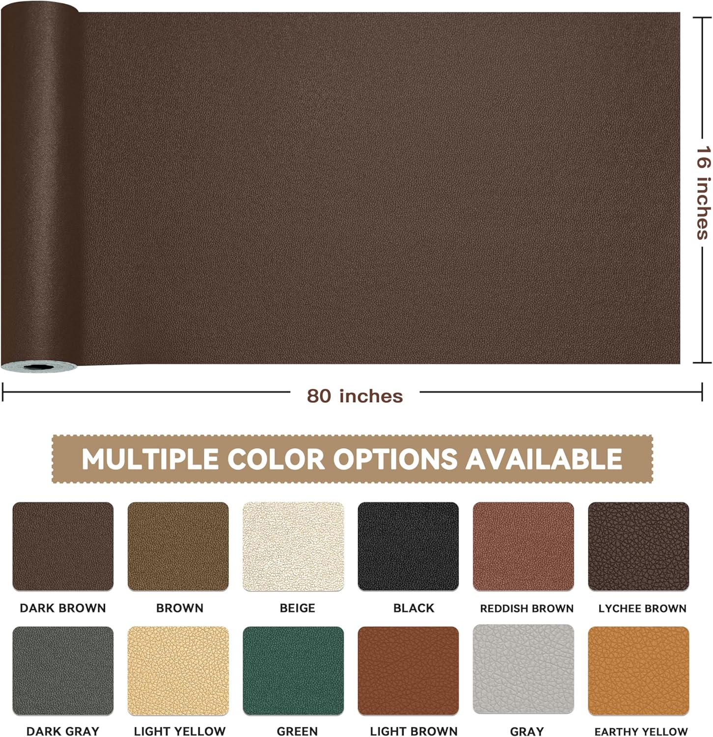 leather repair tape,16 x 80 inches self adhesive leather repair patch?leather repair kit for furniture?couches,car seats,cabinets,handbags(dark brown-fine lines) 16" x 80" dark brown-fine lines