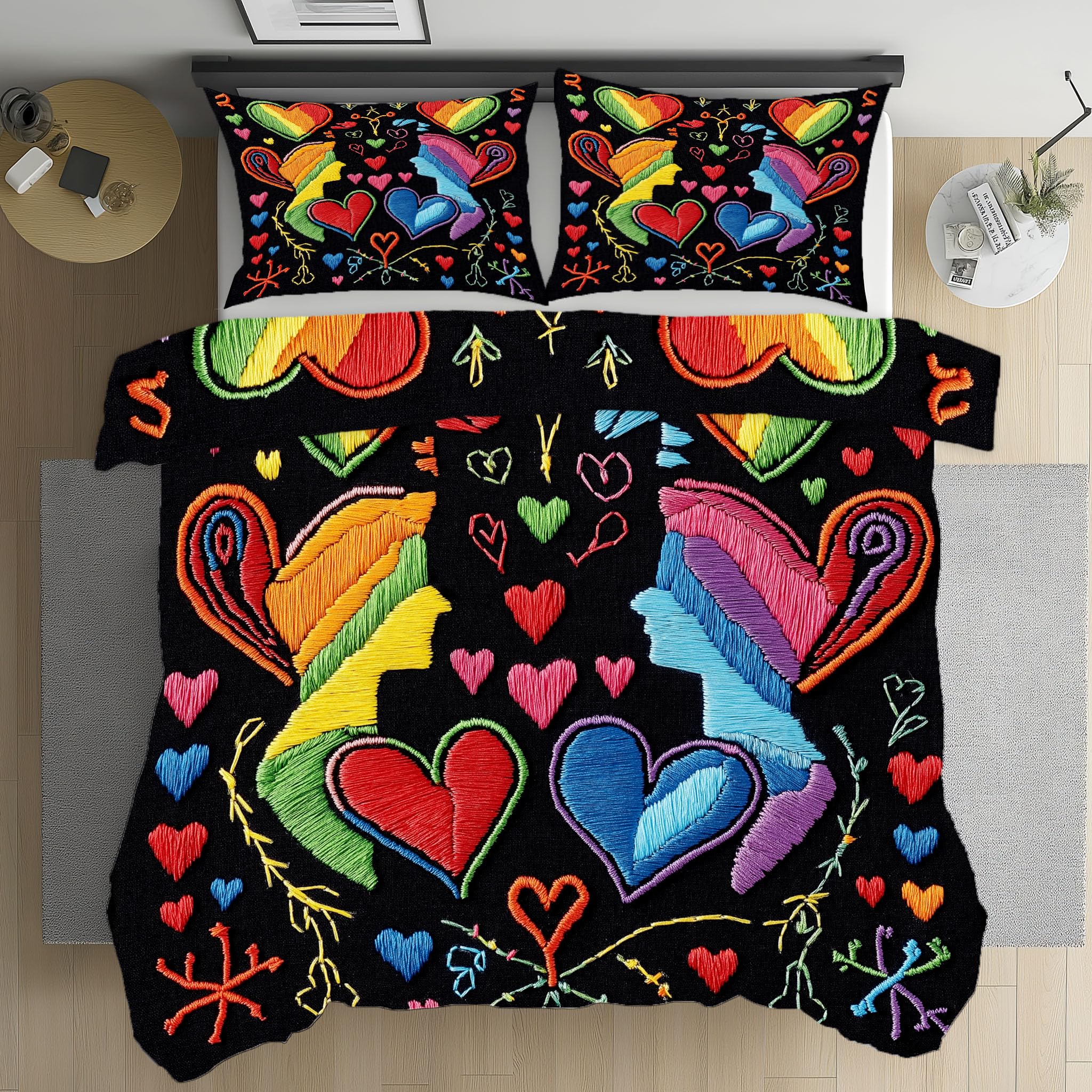 Broderie housse de couette 140x200 avec finitions de qualité