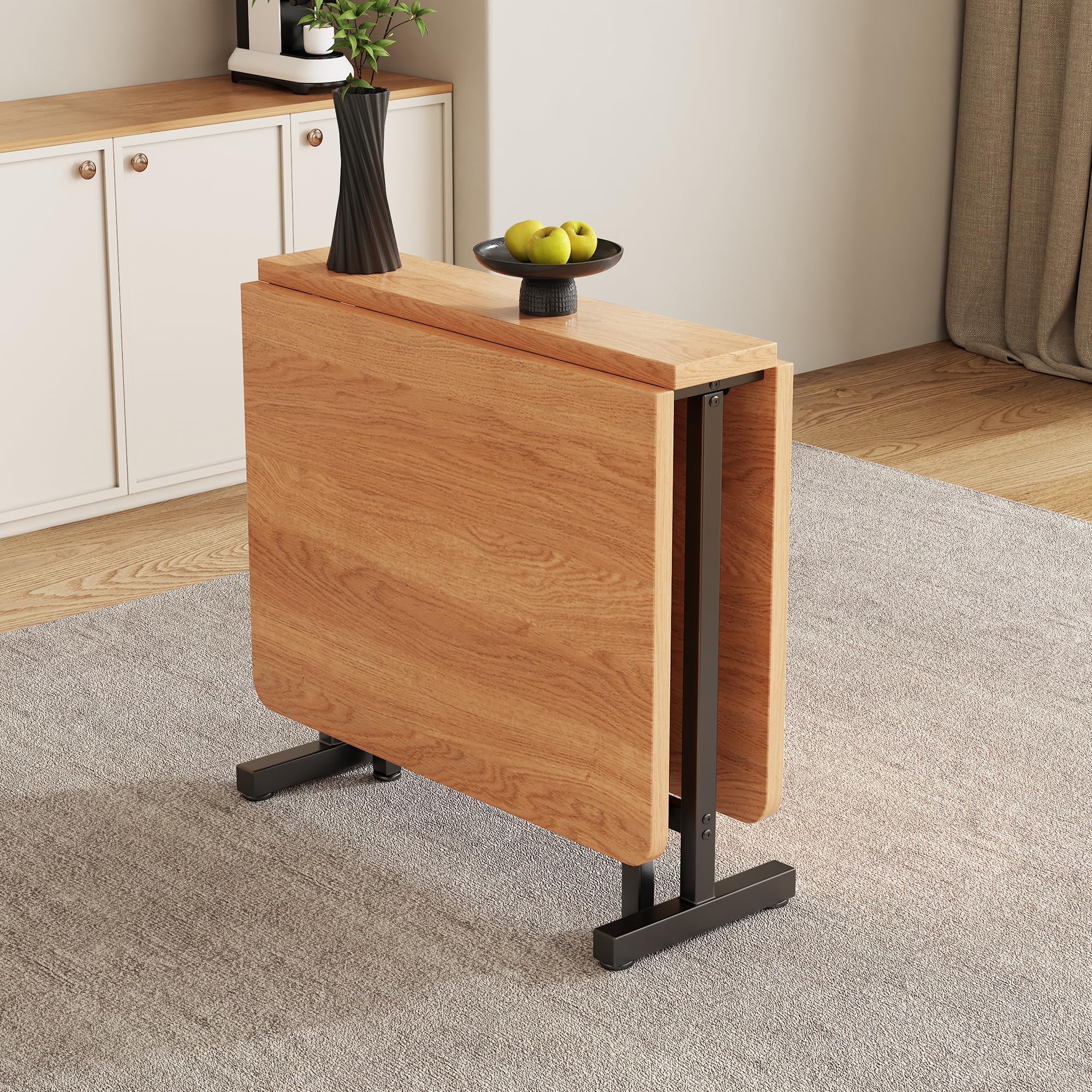 Mesa plegable de madera 120 x 80 x 75 cm, mesa de comedor extensible para 4-6 personas, mesa de cocina/comedor plegable, mesa extensible para espacios pequeños, cocinas, restaurantes