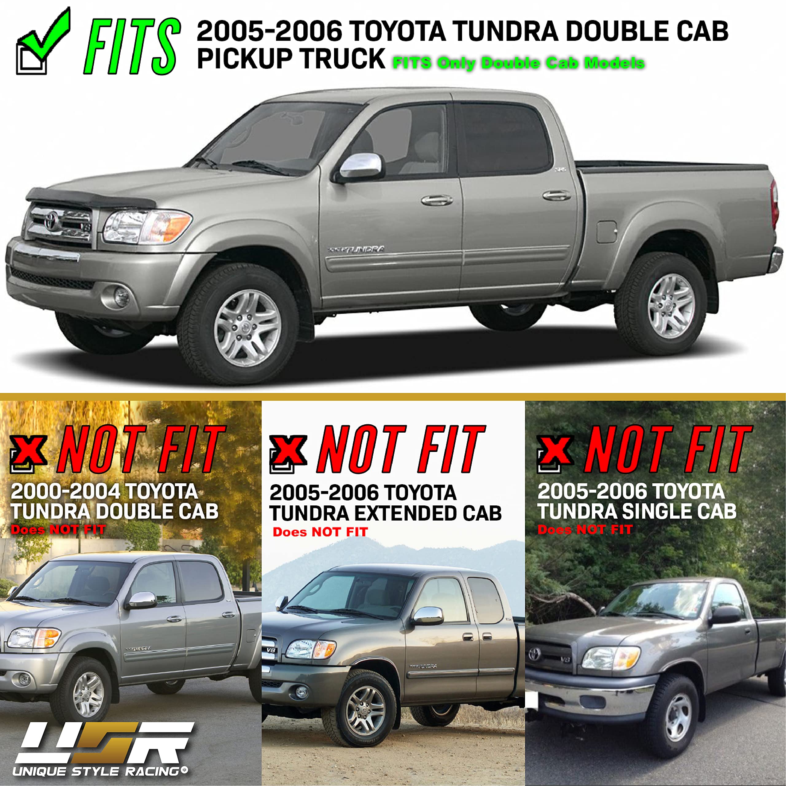 Autozensation Headlight Corner Lamps For 2005-2006 Toyota Tundra Sequoia | Left+Right Set Black Housing