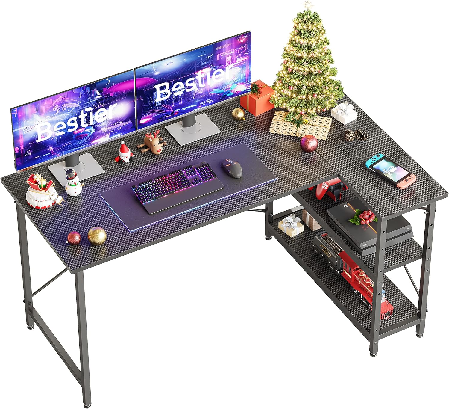 Bestier Computertisch mit Ablagefächern Schreibtisch Kleiner L-förmiger Eckschreibtisch mit Regalen … Bestier Computertisch mit Ablagefächern Schreibtisch Kleiner L-förmiger Eckschreibtisch mit Regalen …