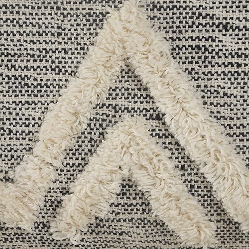 Miniatura 8 de L.R. Resources Inc LR Home Puf otomano de transición de poliéster gris/marfil para decoración del hogar | Reposapiés hecho a mano para decoración de