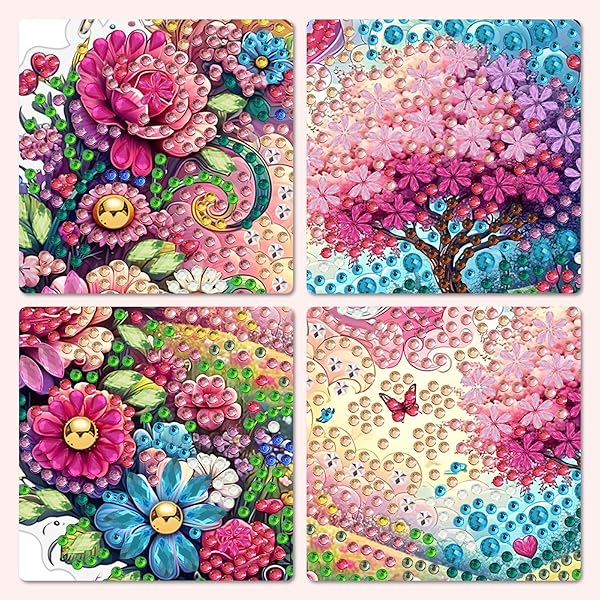 MXJSUA Flowers Landscape Window Diamond Art Hanging Kits for Adults Beginners, DIY Acrylic Special Shaped Crystal Diamond Gem Drill Pendant Art Painting Ornament for Home Wall Decor Gift 20x20cm - 2
