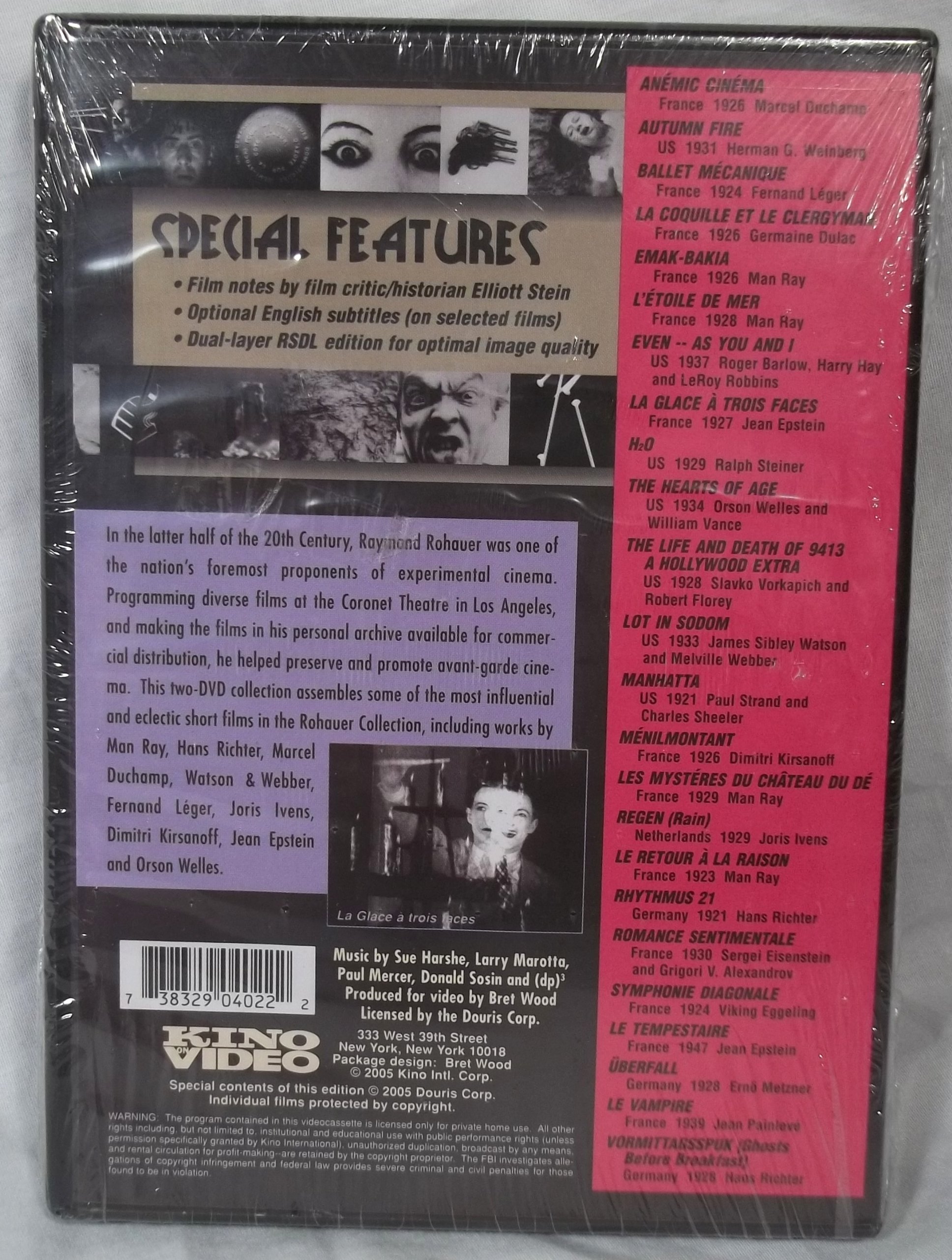 AVANT-GARDE: EXPERIMENTAL CINE V1 [DVD] - PT01