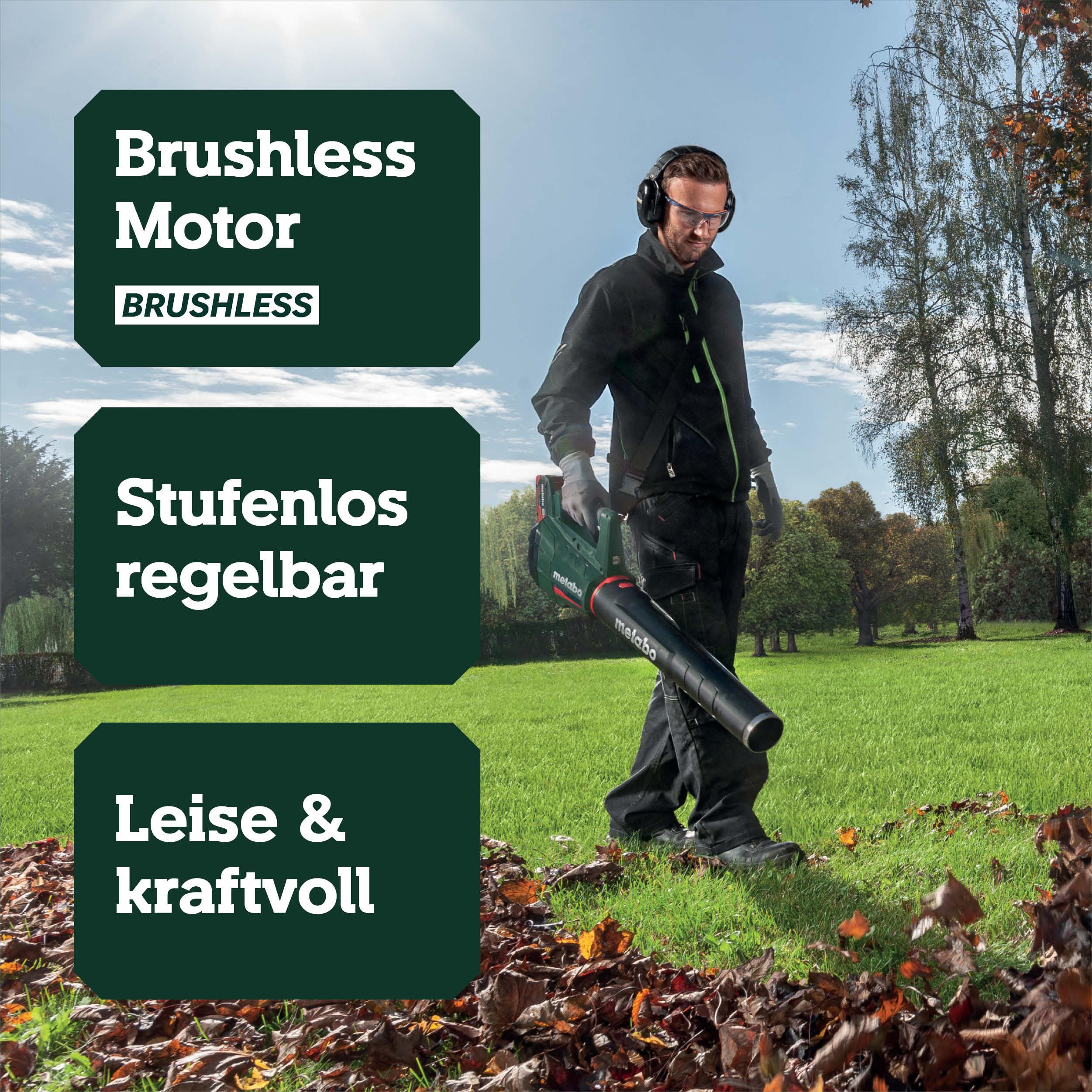 metabo Akku-Laubbläser LB 18 LTX BL, 18V Laubgebläse für Garten und | Leistungsstarkes Akku-Blasgerät mit Brushless-Motor, Schultergurt und Blasrohr, ohne Akku und Ladegerät für CAS Systeme