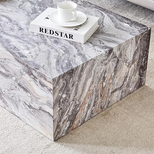 Miniatura 66 de Mesa de centro rústica marrón para sala de estar, mesas centrales rectangulares, moderna y elegante mesa de cóctel de madera para oficina en casa -