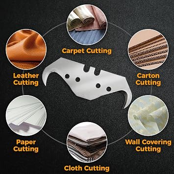 30PCS Utility Hook Blades, SK5 Carbon Steel Super Big Hook Trimming Blades, Safety Horn Knife Blade for Wallpaper, Cutting Carpets, Roofing, Industry Materials
