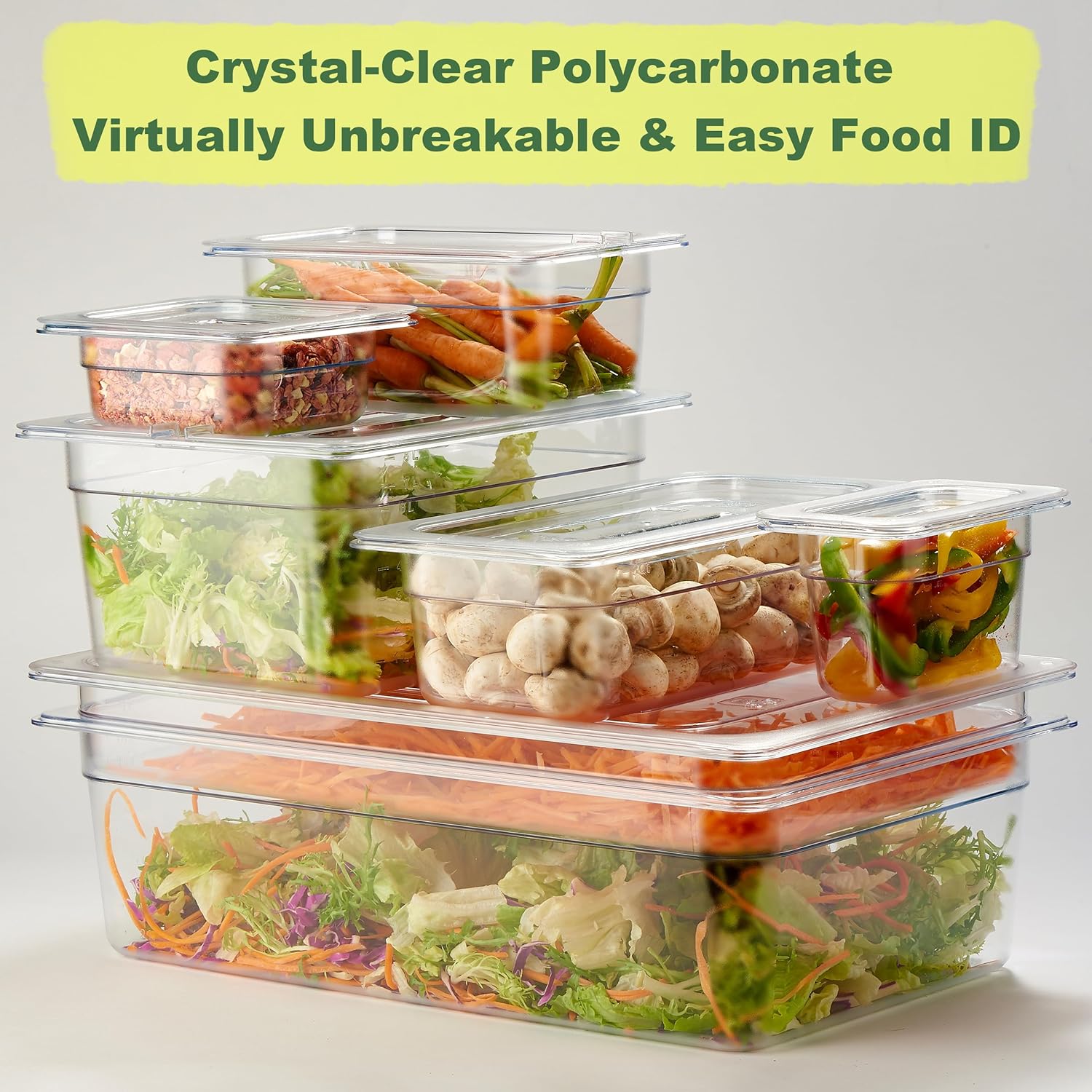 CURTA 6-Pack 1/6 Size 4" Deep NSF Polycarbonate Food Pans | Dishwasher & Freezer Safe Clear Container for Prep Tables, Buffet, Salad Bar, Commercial & Home Kitchen - Image 6