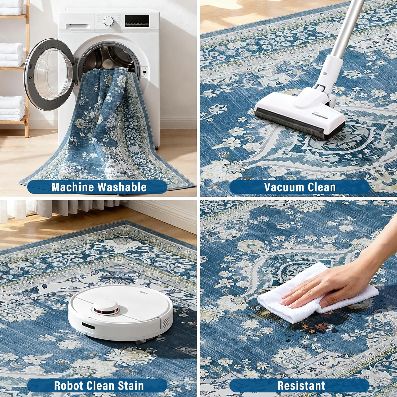 Entryway Rug 2x3 Doormat,Washable Traditional Vintage Rug,Non Slip Rubber Backing,Soft Low Pile Small Area Rug for Entryway, Kitchen, Front Door Indoor Entrance, Kids Room