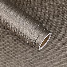 VaryStyle 15.7"x393" Vintage Brown Grasscloth Wallpaper Textured Grass Cloth Wallpaper Peel and Stick Brown Linen Contact Paper for Cabinets Drawers Self Adhesive Renter Friendly Vinyl Wall Paper Roll