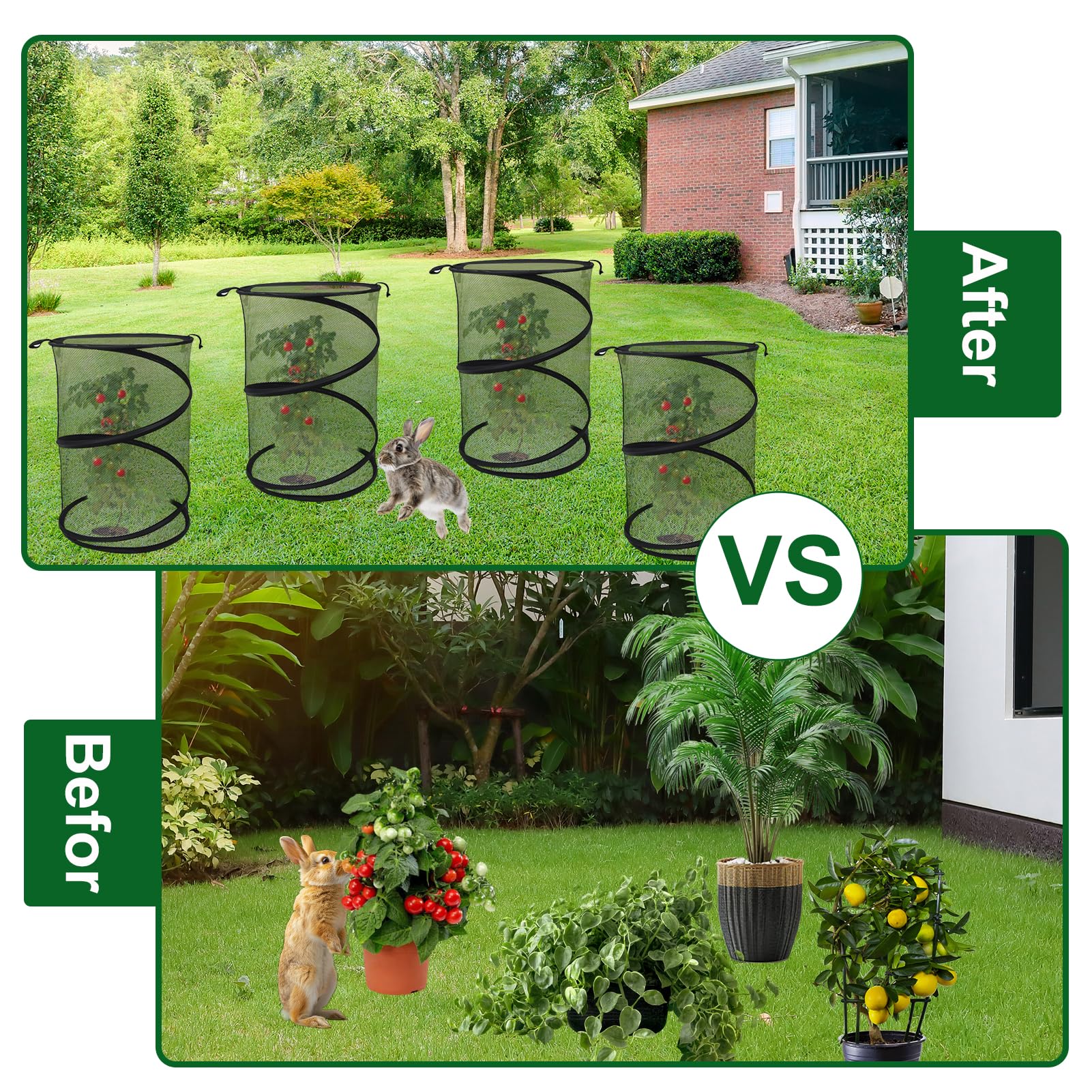 Lot de 4 cloches de jardin pop-up pour plantes, 50,8 x 33 cm (H x P) - Cloches de protection pour plantes d'extérieur - Cloche de protection pour plantes d'extérieur - Cloche de poulet noire -